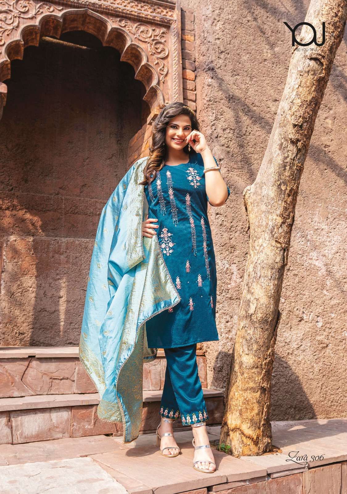 Zara Vol-3 By You 301 To 307 Series Beautiful Festive Suits Colorful Stylish Fancy Casual Wear & Ethnic Wear Chinnon Silk Dresses At Wholesale Price