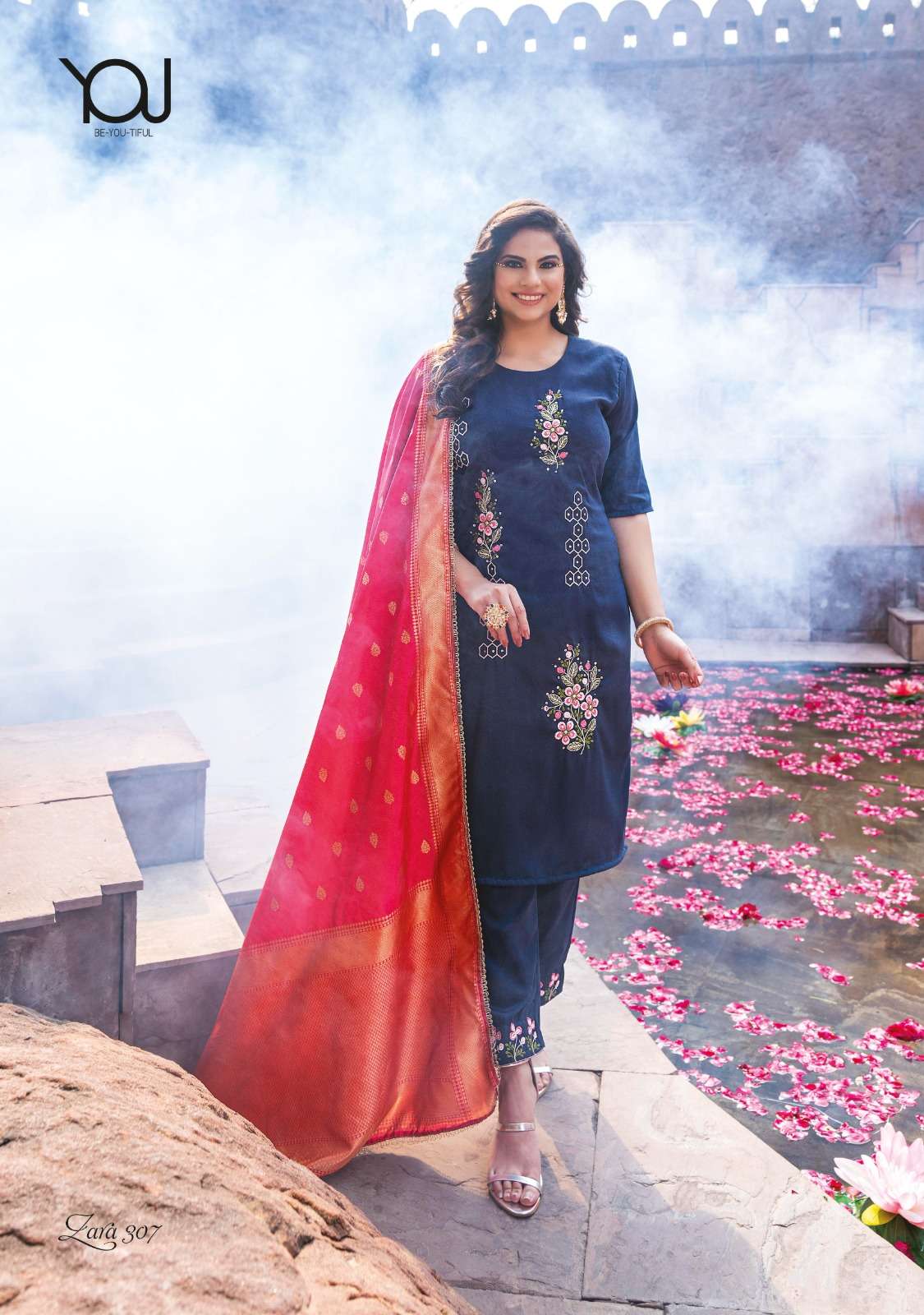 Zara Vol-3 By You 301 To 307 Series Beautiful Festive Suits Colorful Stylish Fancy Casual Wear & Ethnic Wear Chinnon Silk Dresses At Wholesale Price