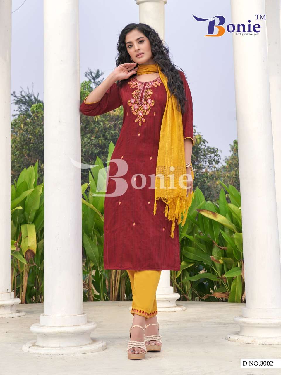 Jhanvi Vol-3 By Bonie 3001 To 3008 Series Beautiful Festive Suits Colorful Stylish Fancy Casual Wear & Ethnic Wear Rayon Embroidery Dresses At Wholesale Price