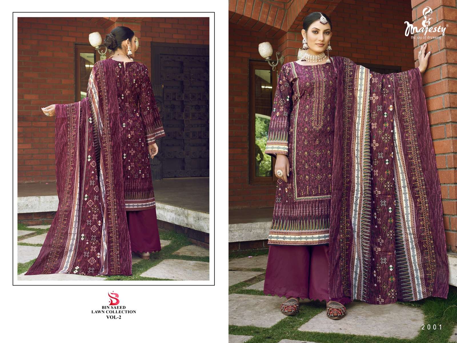 Bin Saeed Lawn Collection Vol-2 By Majesty 2001 To 2004 Series Designer Pakistani Suits Collection Beautiful Stylish Fancy Colorful Party Wear & Occasional Wear Pure Cotton Embroidered Dresses At Wholesale Price