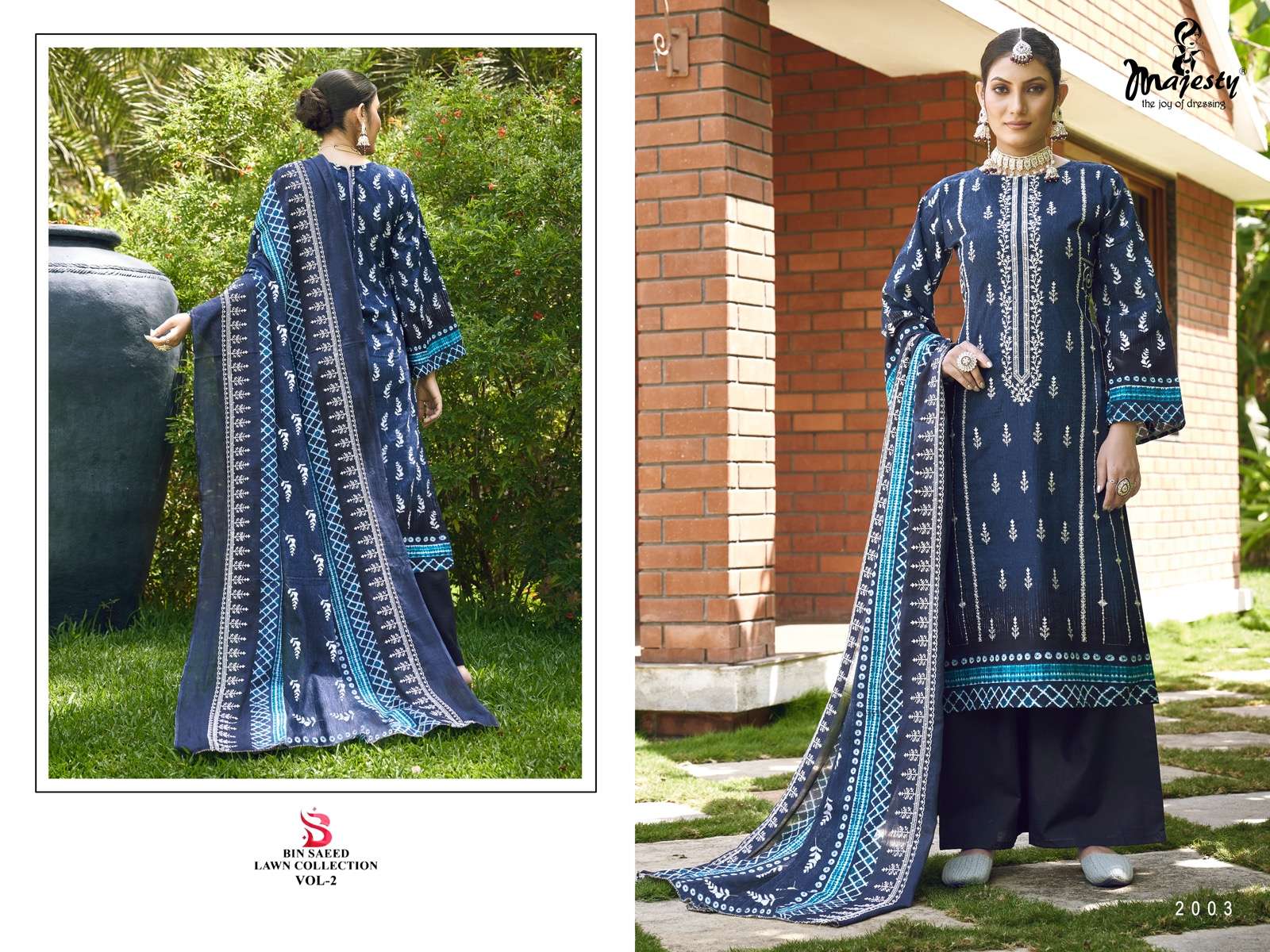 Bin Saeed Lawn Collection Vol-2 By Majesty 2001 To 2004 Series Designer Pakistani Suits Collection Beautiful Stylish Fancy Colorful Party Wear & Occasional Wear Pure Cotton Embroidered Dresses At Wholesale Price