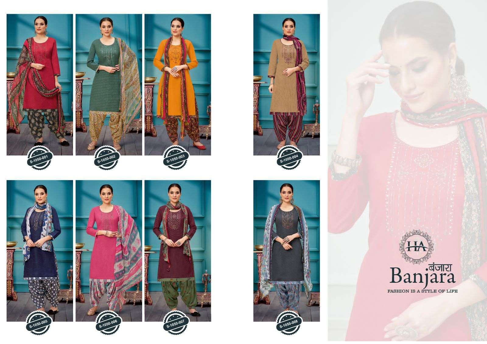 Banjara By Harshit Fashion Hub 1050-001 To 1050-008 Series Beautiful Festive Suits Colorful Stylish Fancy Casual Wear & Ethnic Wear Pure Cotton Dresses At Wholesale Price