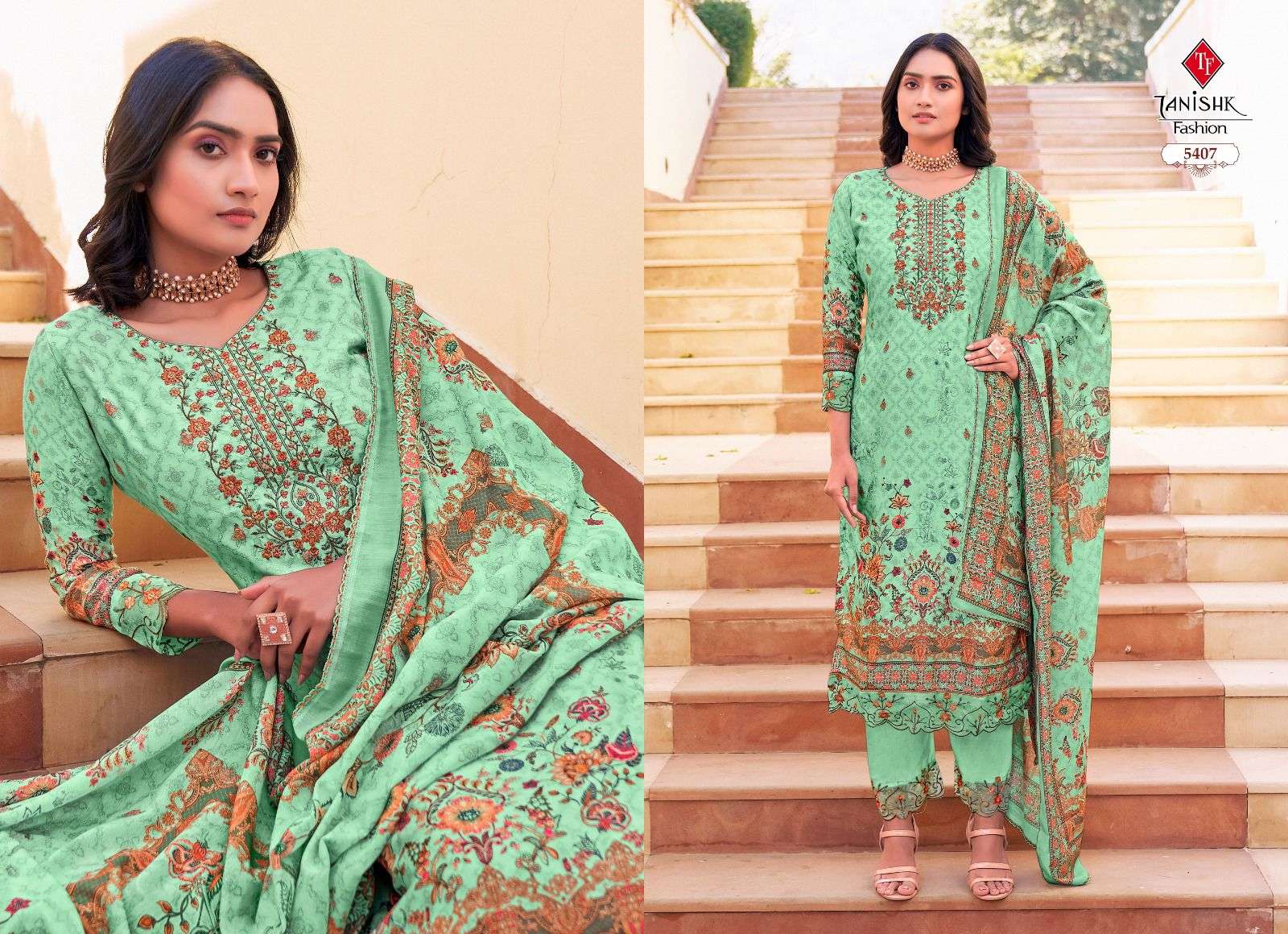 Ibadat By Tanishk Fashion 5401 To 5408 Beautiful Festive Suits Colorful Stylish Fancy Casual Wear & Ethnic Wear Cambric Cotton Print Dresses At Wholesale Price