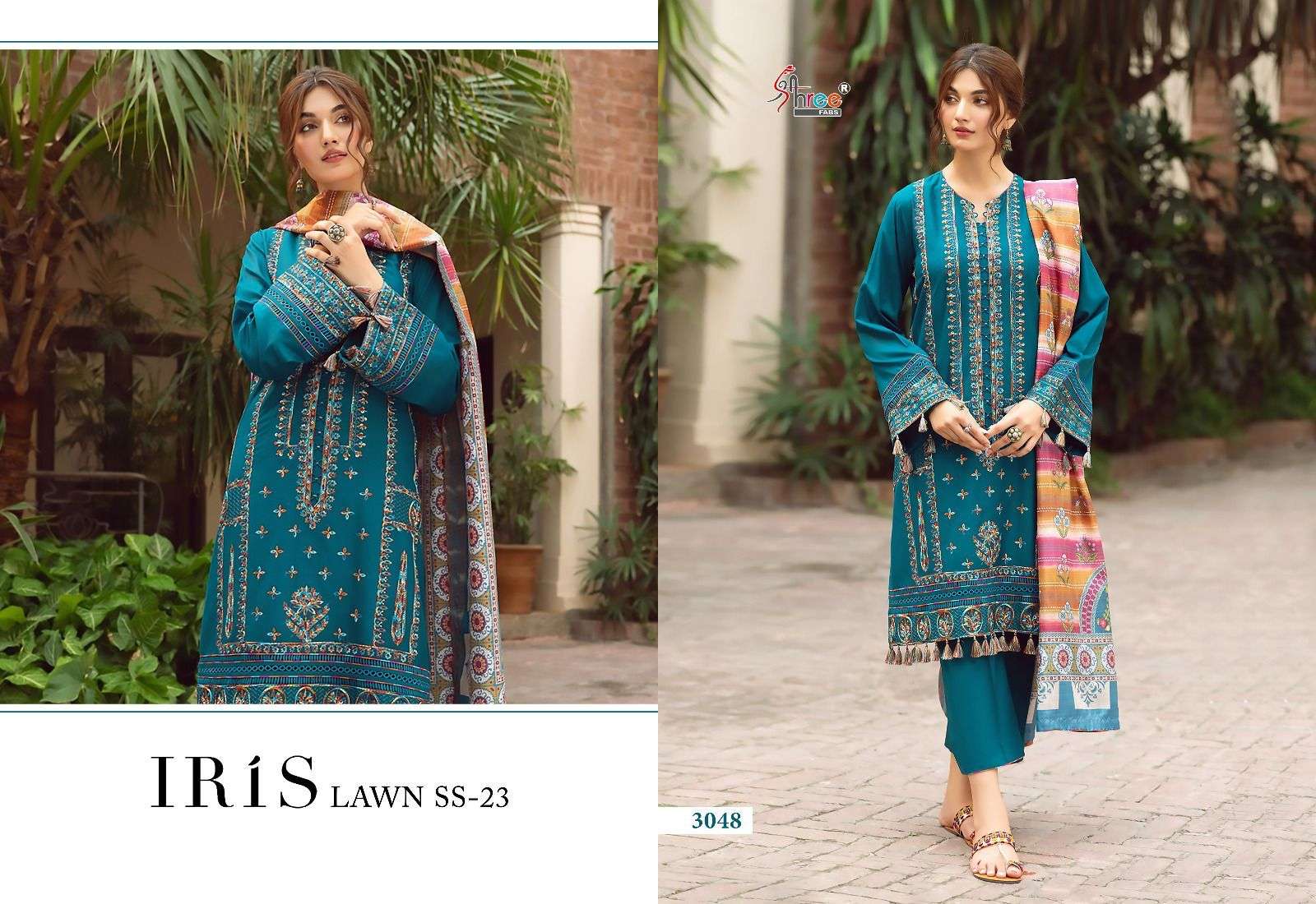 Iris Lawn Ss-23 By Shree Fabs 3044 To 3050 Series Beautiful Pakistani Suits Colorful Stylish Fancy Casual Wear & Ethnic Wear Pure Lawn Cotton Embroidered Dresses At Wholesale Price