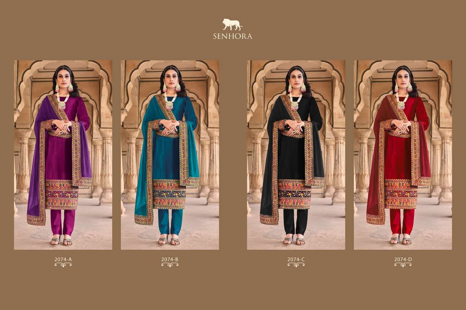 Aadhya Vol-2 By Senhora Dresses 2074-A To 2074-D Series Designer Festive Suits Collection Beautiful Stylish Fancy Colorful Party Wear & Occasional Wear Velvet Dresses At Wholesale Price