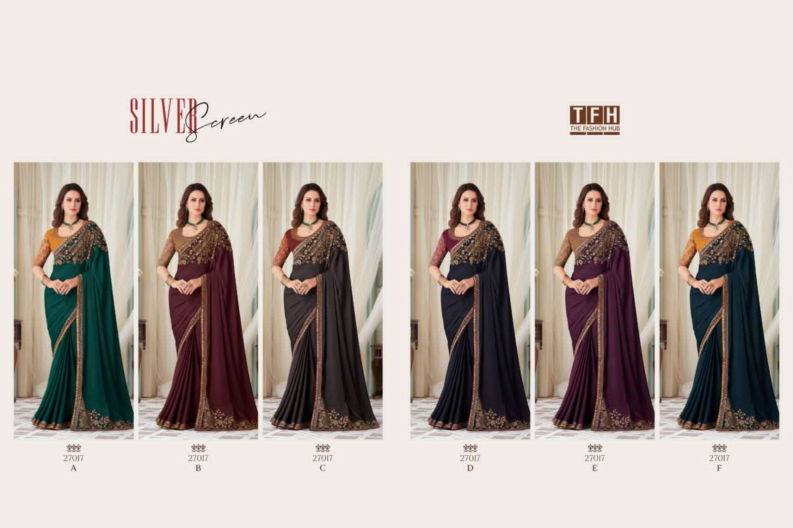 Silver Screen 27017 Colours By Tfh 27017-A To 27017-F Series Indian Traditional Wear Collection Beautiful Stylish Fancy Colorful Party Wear & Occasional Wear Silk Sarees At Wholesale Price
