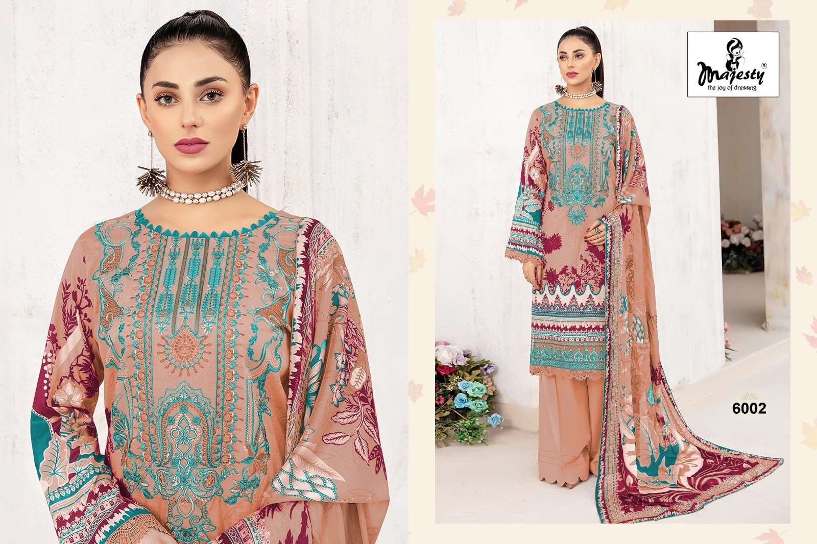 Cheveron Lawn Vol-6 By Majesty 6001 To 6006 Series Beautiful Stylish Pakistani Suits Fancy Colorful Casual Wear & Ethnic Wear & Ready To Wear Pure Cotton With Embroidery Dresses At Wholesale Price