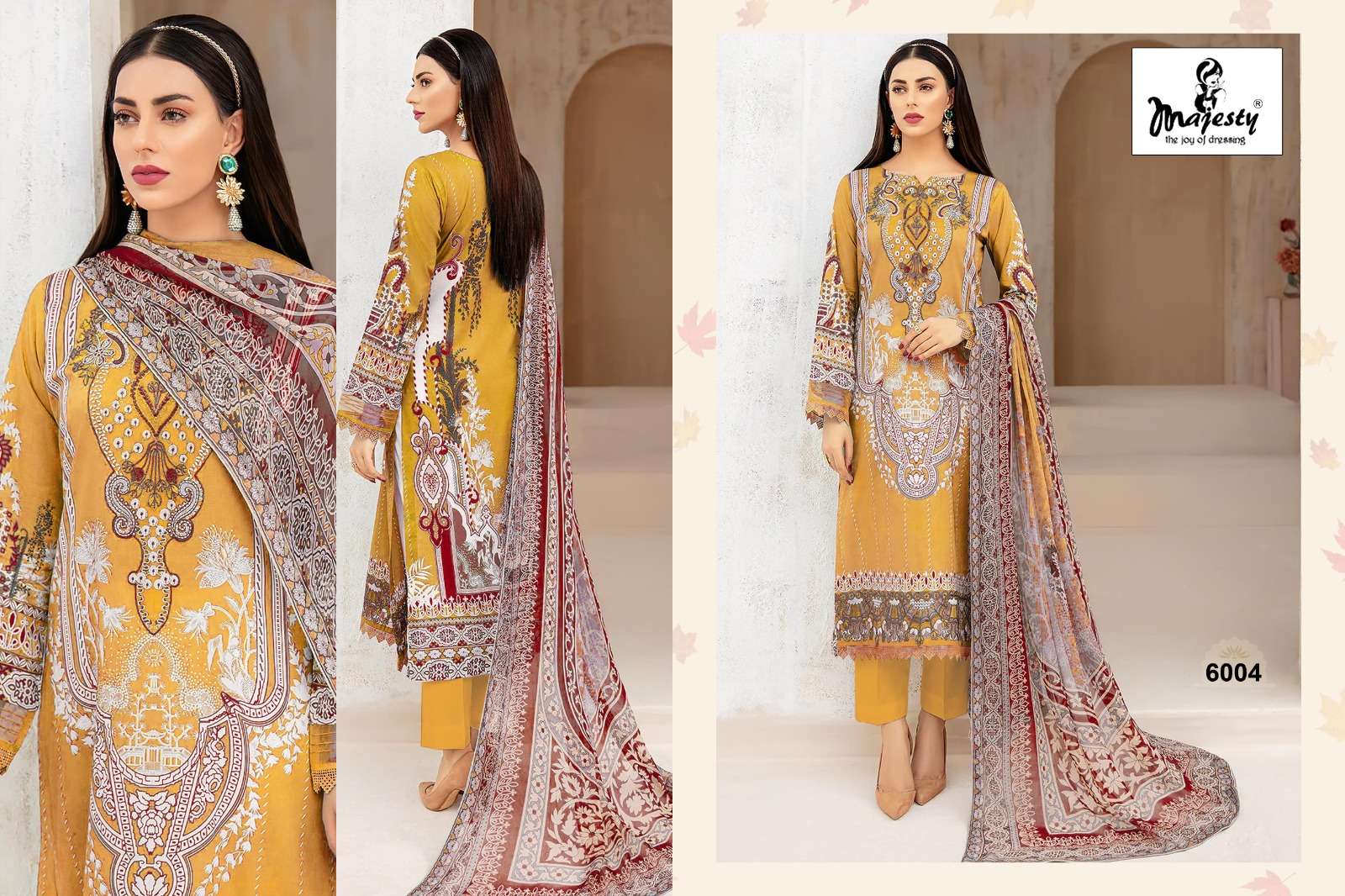 Cheveron Lawn Vol-6 By Majesty 6001 To 6006 Series Beautiful Stylish Pakistani Suits Fancy Colorful Casual Wear & Ethnic Wear & Ready To Wear Pure Cotton With Embroidery Dresses At Wholesale Price