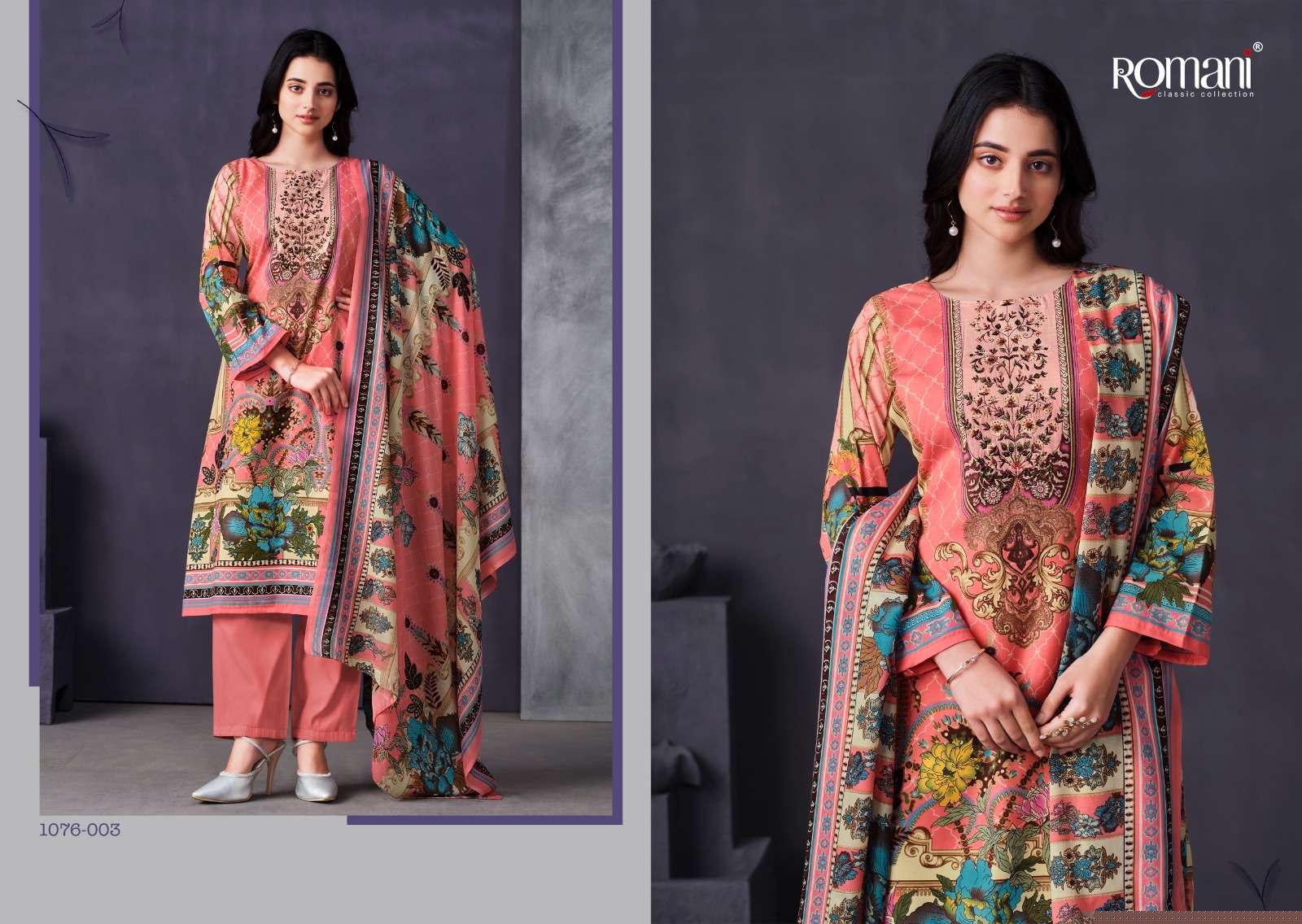 Mareena Vol-12 By Romani 1076-001 To 1076-010 Series Beautiful Stylish Festive Suits Fancy Colorful Casual Wear & Ethnic Wear & Ready To Wear Pure Soft Cotton With Embroidery Dresses At Wholesale Price