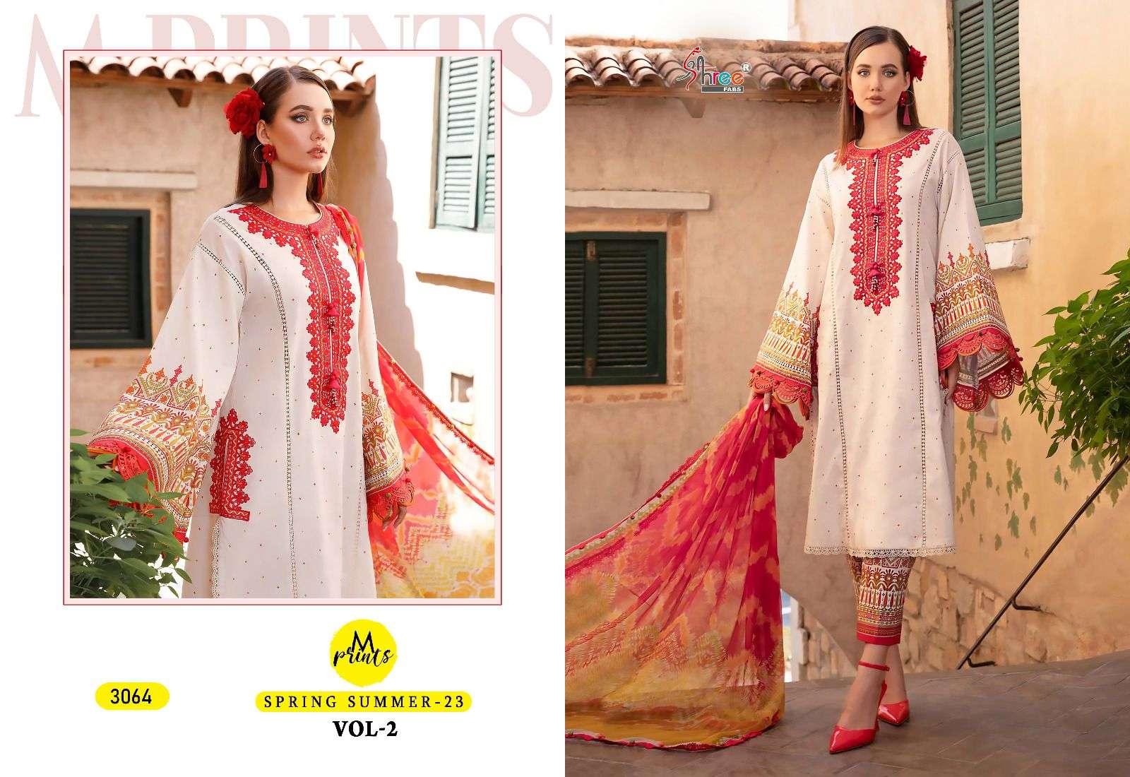Mprints Spring Summer-23 Vol-2 By Shree Fabs 3062 To 3068 Series Beautiful Pakistani Suits Colorful Stylish Fancy Casual Wear & Ethnic Wear Pure Cotton Print With Embroidered Dresses At Wholesale Price