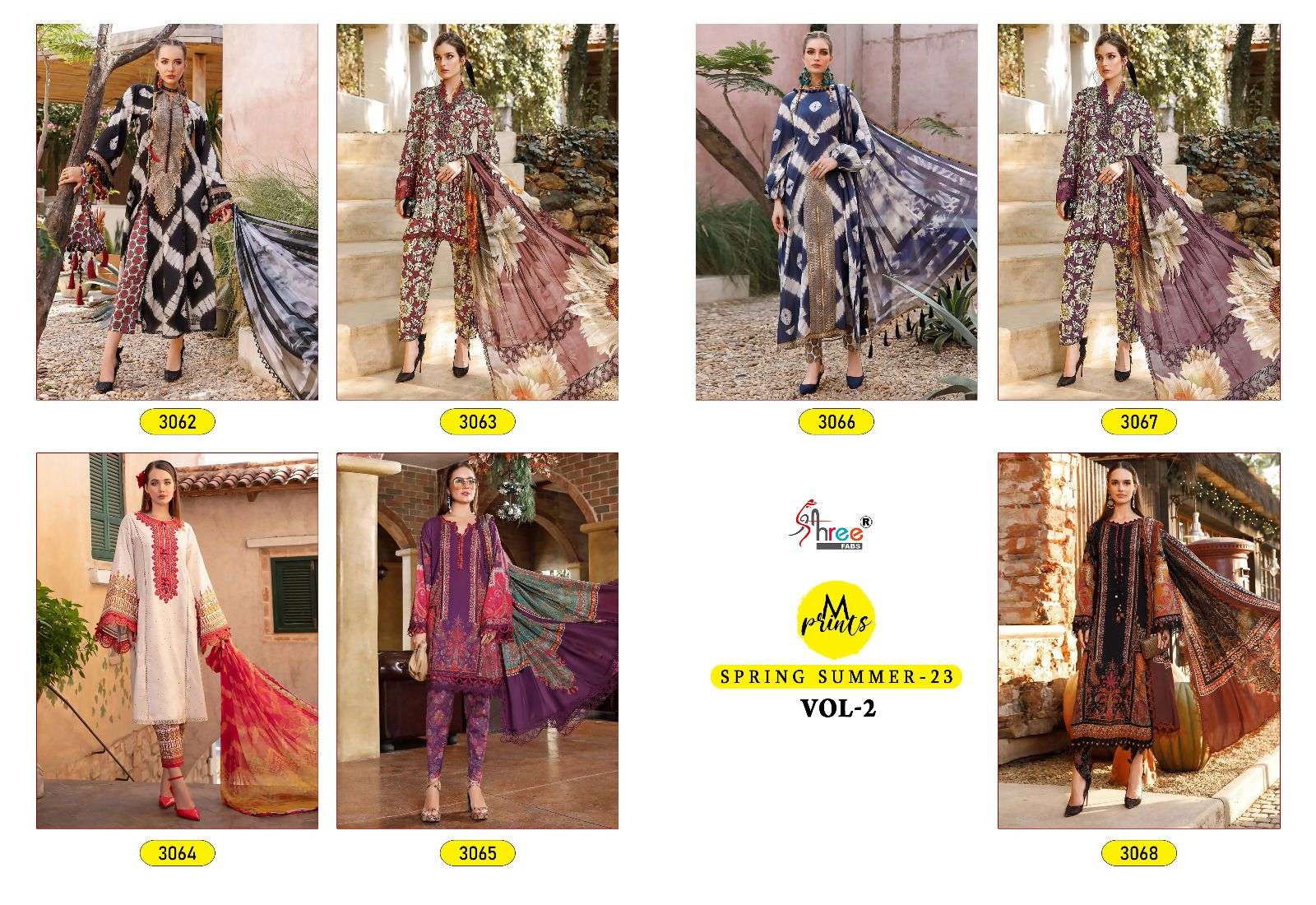Mprints Spring Summer-23 Vol-2 By Shree Fabs 3062 To 3068 Series Beautiful Pakistani Suits Colorful Stylish Fancy Casual Wear & Ethnic Wear Pure Cotton Print With Embroidered Dresses At Wholesale Price