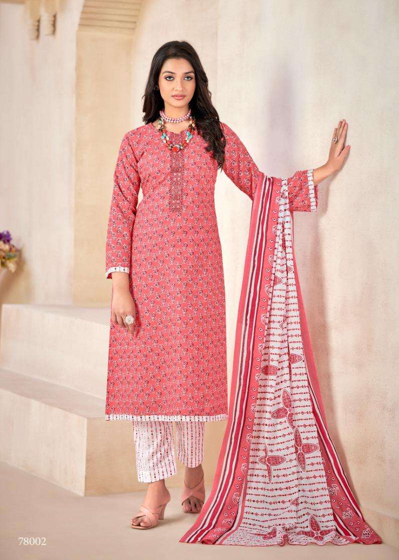 Armani By Skt Suits 78001 To 78008 Series Beautiful Festive Suits Colorful Stylish Fancy Casual Wear & Ethnic Wear Pure Cotton Embroidered Dresses At Wholesale Price