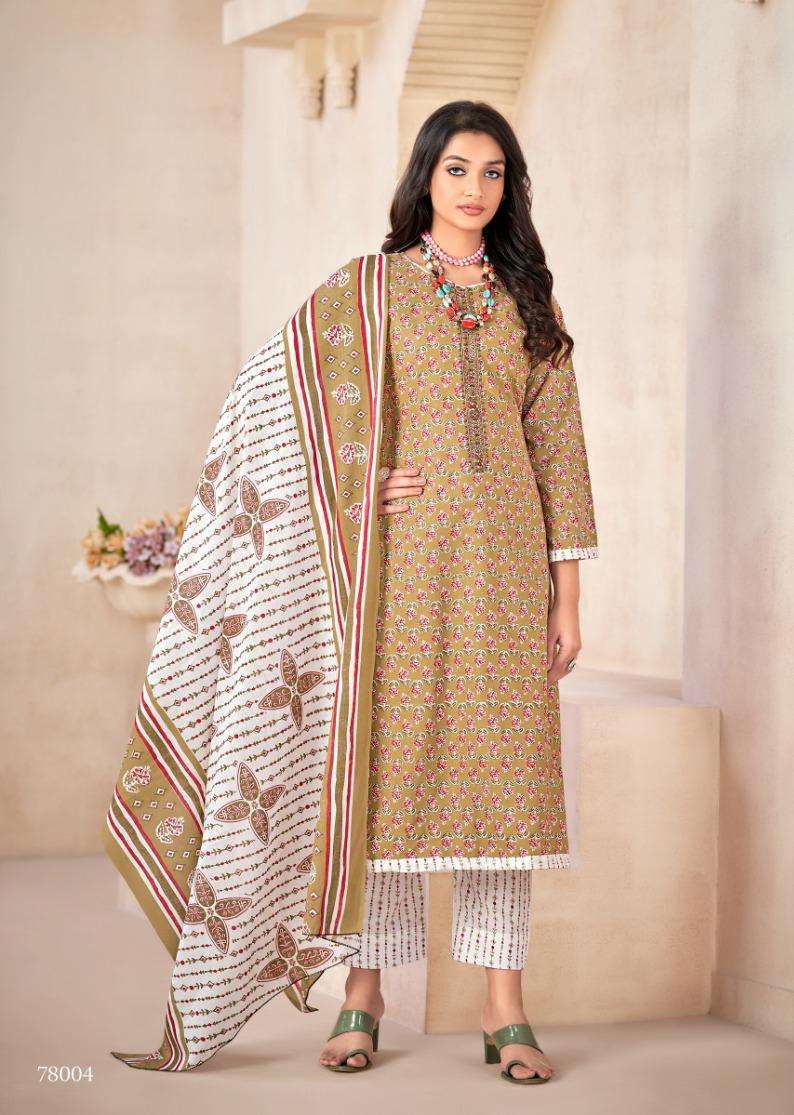 Armani By Skt Suits 78001 To 78008 Series Beautiful Festive Suits Colorful Stylish Fancy Casual Wear & Ethnic Wear Pure Cotton Embroidered Dresses At Wholesale Price