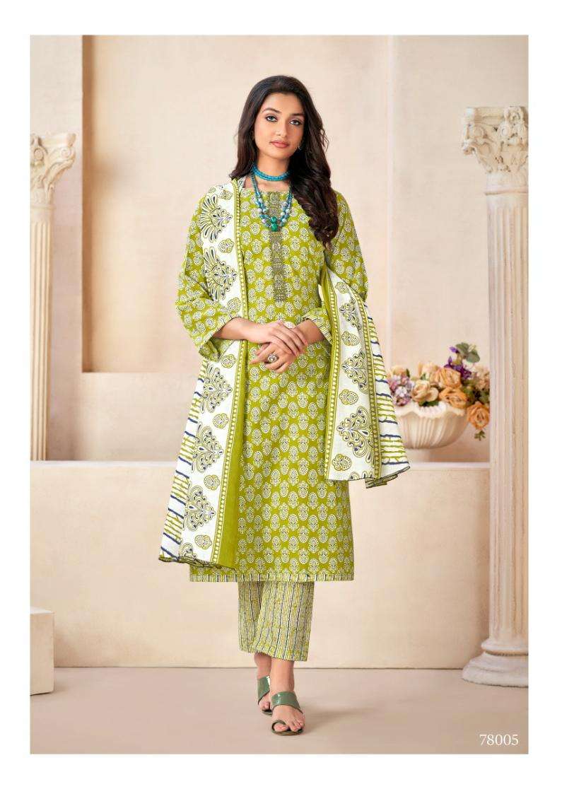 Armani By Skt Suits 78001 To 78008 Series Beautiful Festive Suits Colorful Stylish Fancy Casual Wear & Ethnic Wear Pure Cotton Embroidered Dresses At Wholesale Price