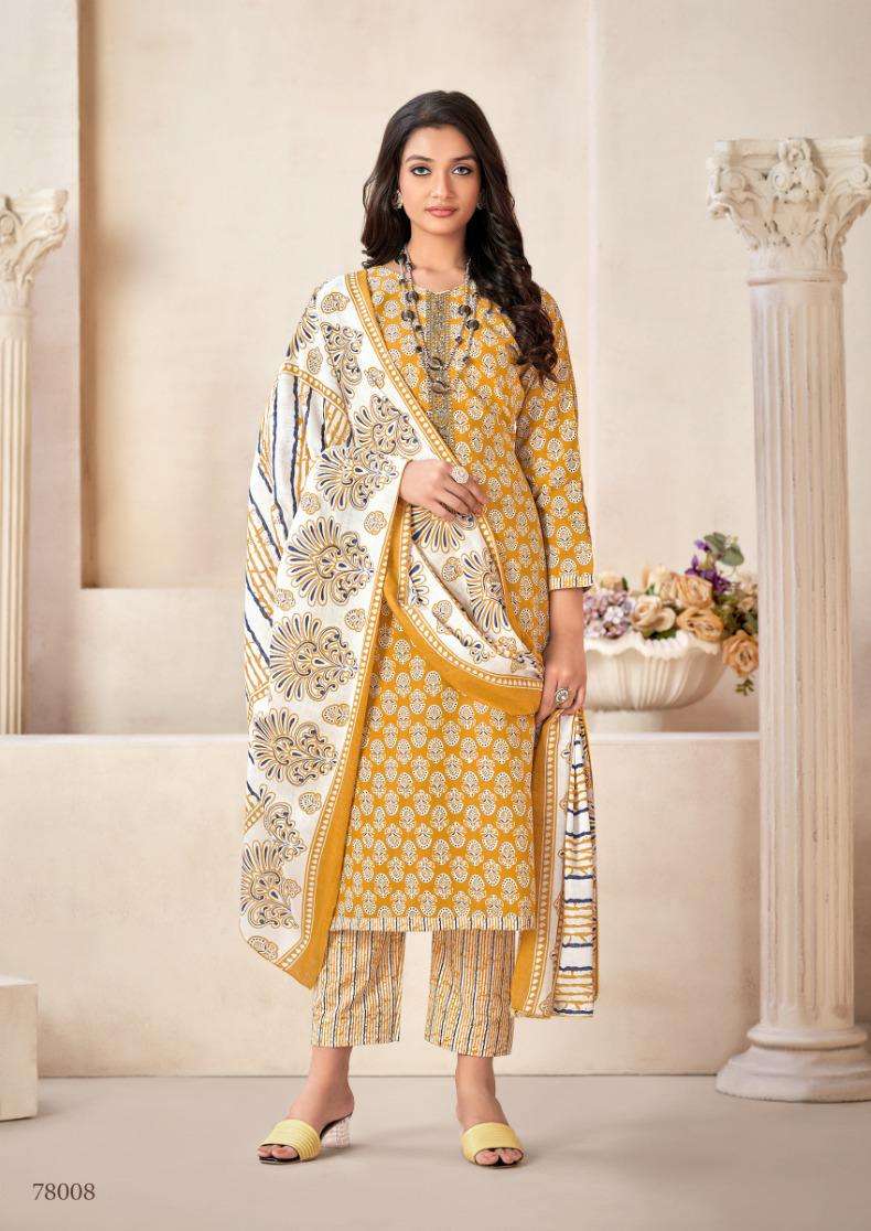 Armani By Skt Suits 78001 To 78008 Series Beautiful Festive Suits Colorful Stylish Fancy Casual Wear & Ethnic Wear Pure Cotton Embroidered Dresses At Wholesale Price