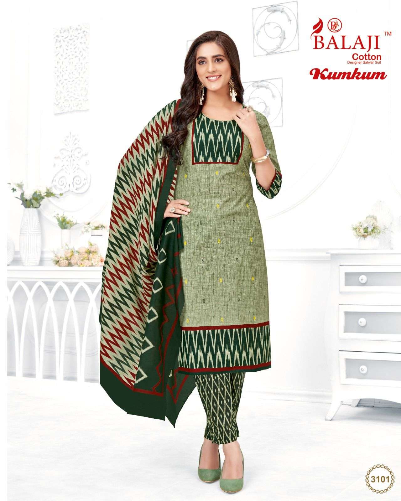 Kumkum Vol-31 By Balaji Cotton 3101 To 3120 Series Beautiful Stylish Festive Suits Fancy Colorful Casual Wear & Ethnic Wear & Ready To Wear Cotton Print Dresses At Wholesale Price
