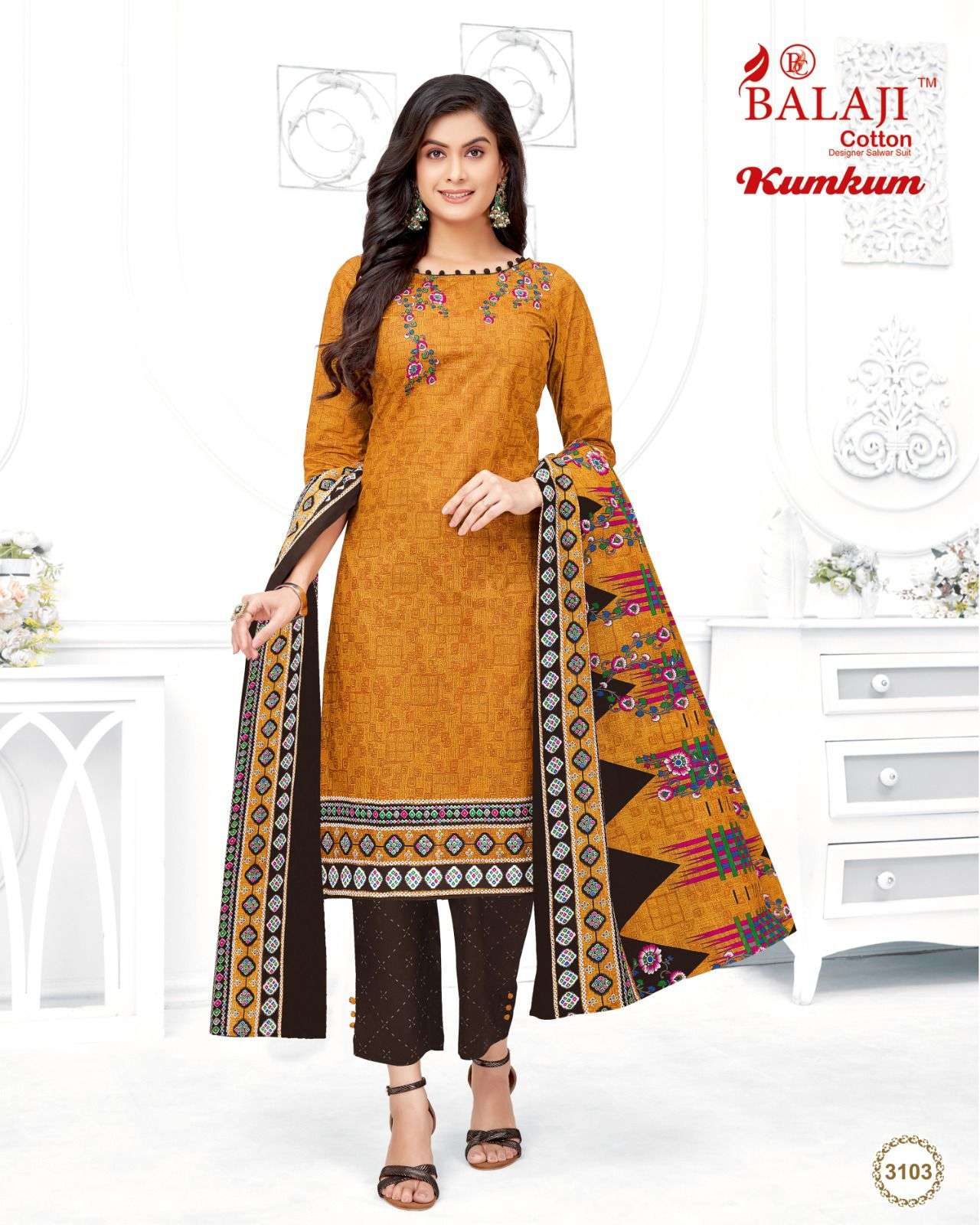 Kumkum Vol-31 By Balaji Cotton 3101 To 3120 Series Beautiful Stylish Festive Suits Fancy Colorful Casual Wear & Ethnic Wear & Ready To Wear Cotton Print Dresses At Wholesale Price