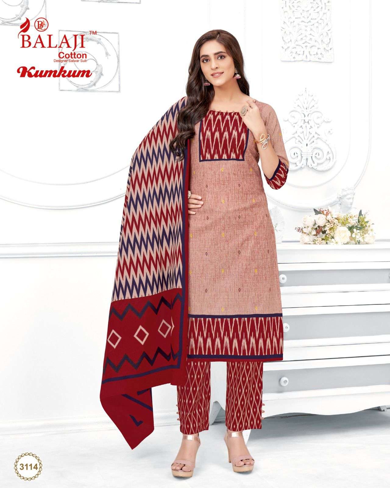 Kumkum Vol-31 By Balaji Cotton 3101 To 3120 Series Beautiful Stylish Festive Suits Fancy Colorful Casual Wear & Ethnic Wear & Ready To Wear Cotton Print Dresses At Wholesale Price