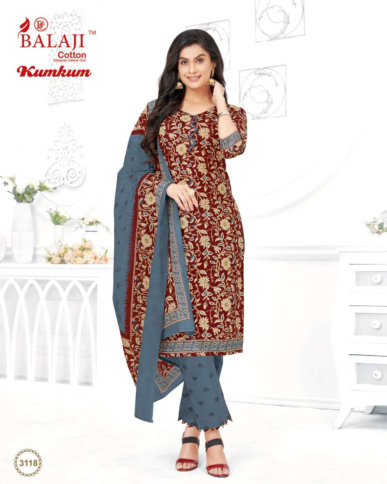 Kumkum Vol-31 By Balaji Cotton 3101 To 3120 Series Beautiful Stylish Festive Suits Fancy Colorful Casual Wear & Ethnic Wear & Ready To Wear Cotton Print Dresses At Wholesale Price