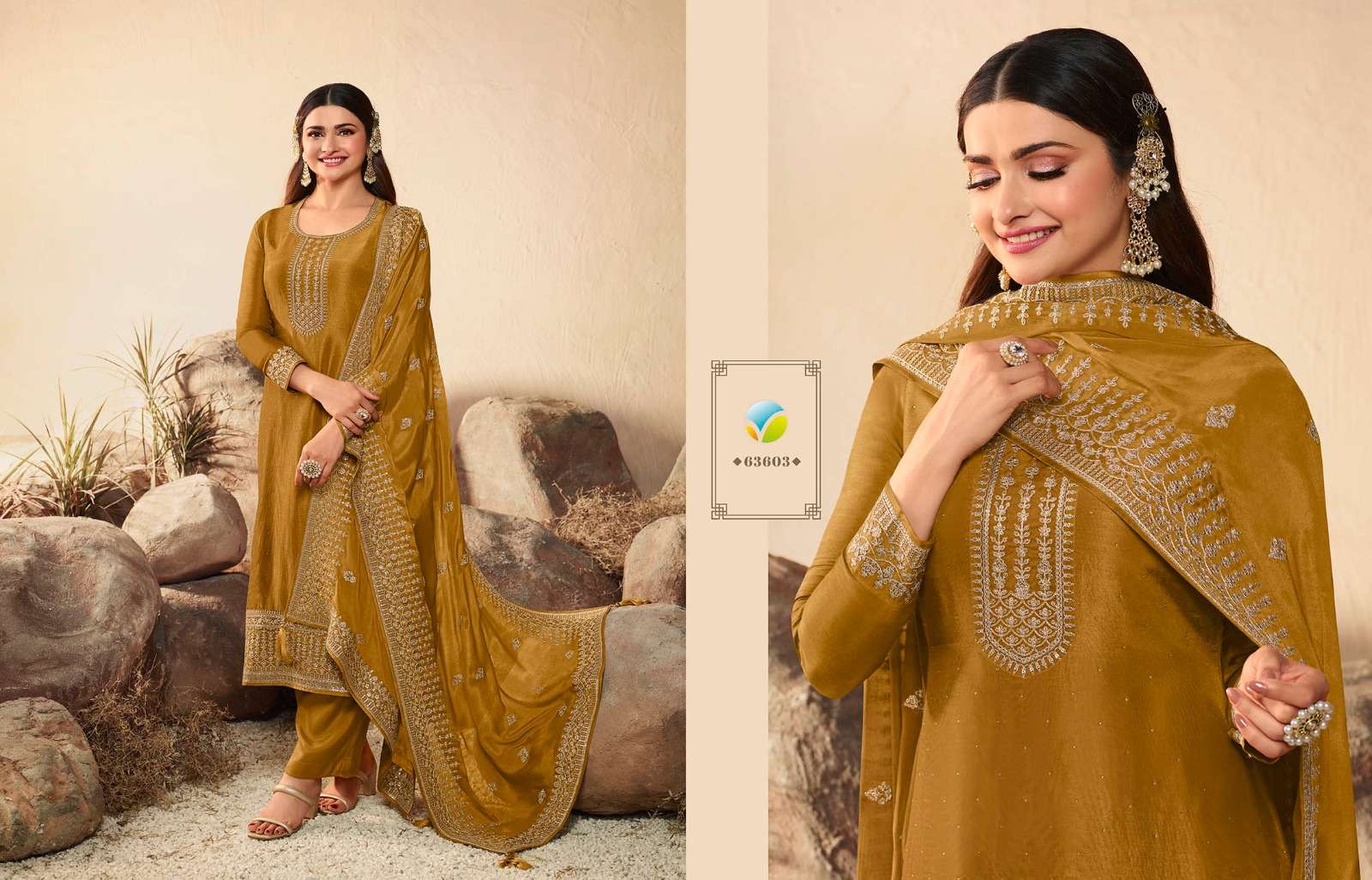 Kaseesh Geet Vol-2 By Vinay Fashion 63601 To 63608 Series Designer Festive Suits Beautiful Fancy Colorful Stylish Party Wear & Occasional Wear Dola Silk Embroidered Dresses At Wholesale Price
