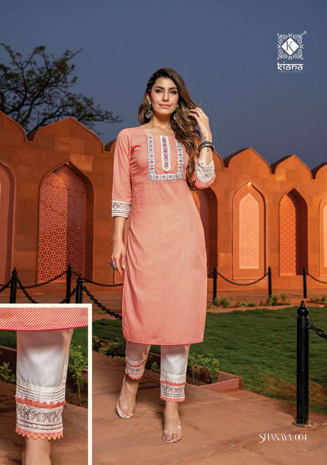 Shanaya By Kiana 001 To 005 Series Beautiful Stylish Fancy Colorful Casual Wear & Ethnic Wear Pure Cotton Kurtis With Bottom At Wholesale Price