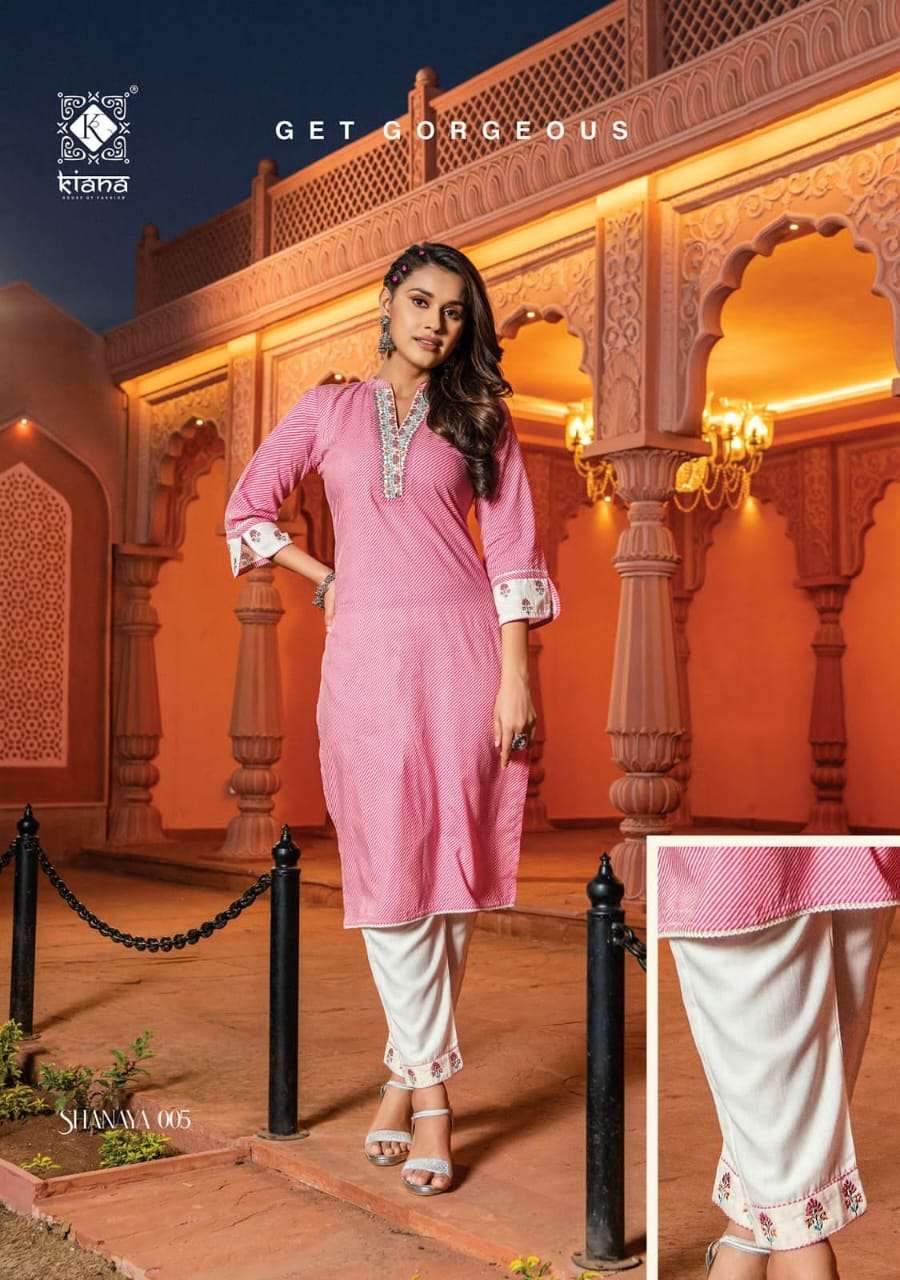 Shanaya By Kiana 001 To 005 Series Beautiful Stylish Fancy Colorful Casual Wear & Ethnic Wear Pure Cotton Kurtis With Bottom At Wholesale Price