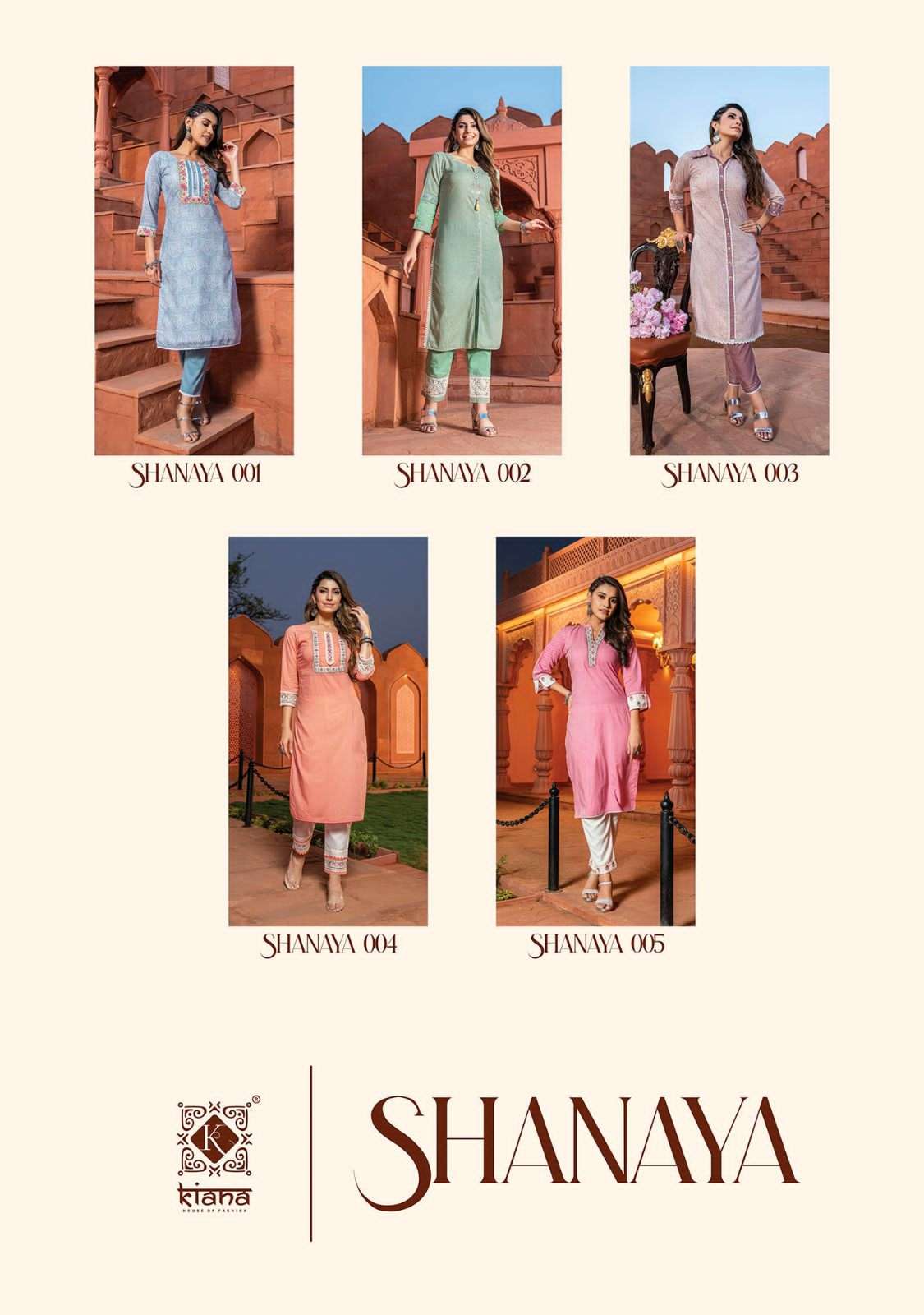 Shanaya By Kiana 001 To 005 Series Beautiful Stylish Fancy Colorful Casual Wear & Ethnic Wear Pure Cotton Kurtis With Bottom At Wholesale Price