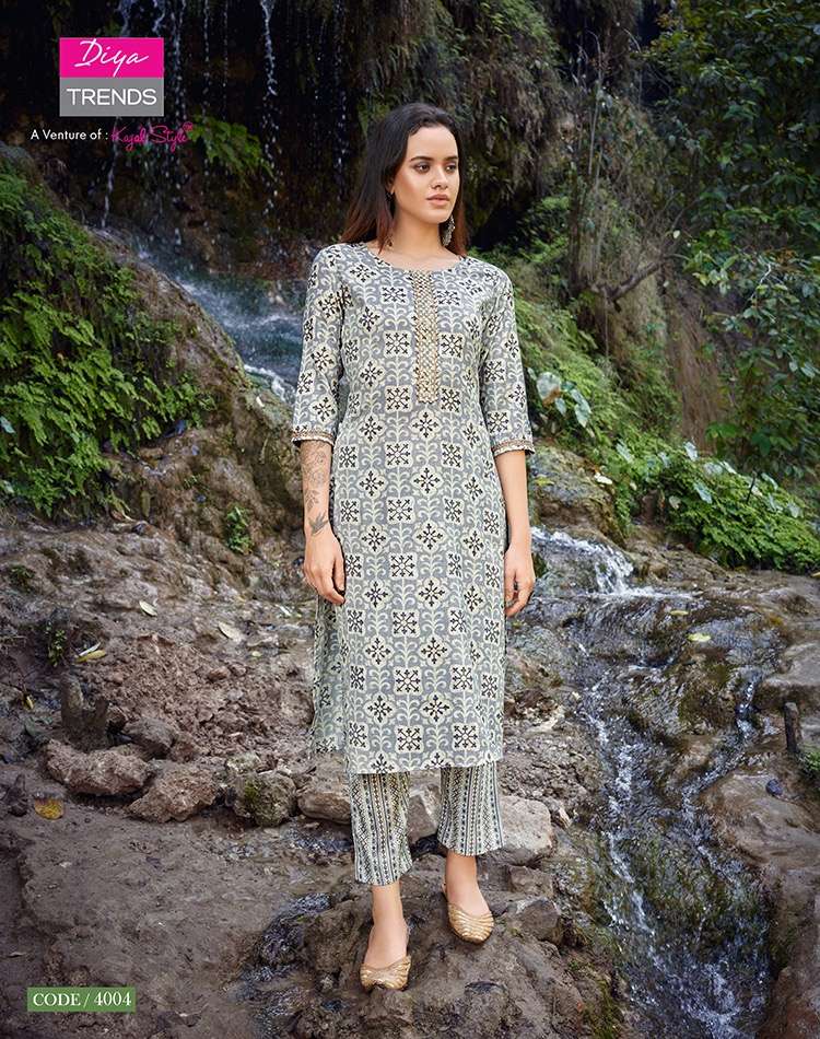 Celebration Vol-4 By Diya Trends 4001 To 4007 Series Designer Stylish Fancy Colorful Beautiful Party Wear & Ethnic Wear Collection Rayon Print Kurtis With Bottom At Wholesale Price