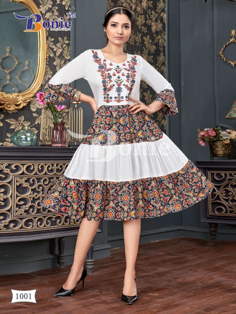 Tunic Vol-1 By Bonie 1001 To 1006 Series Designer Stylish Fancy Colorful Beautiful Party Wear & Ethnic Wear Collection Rayon Embroidered Kurtis At Wholesale Price