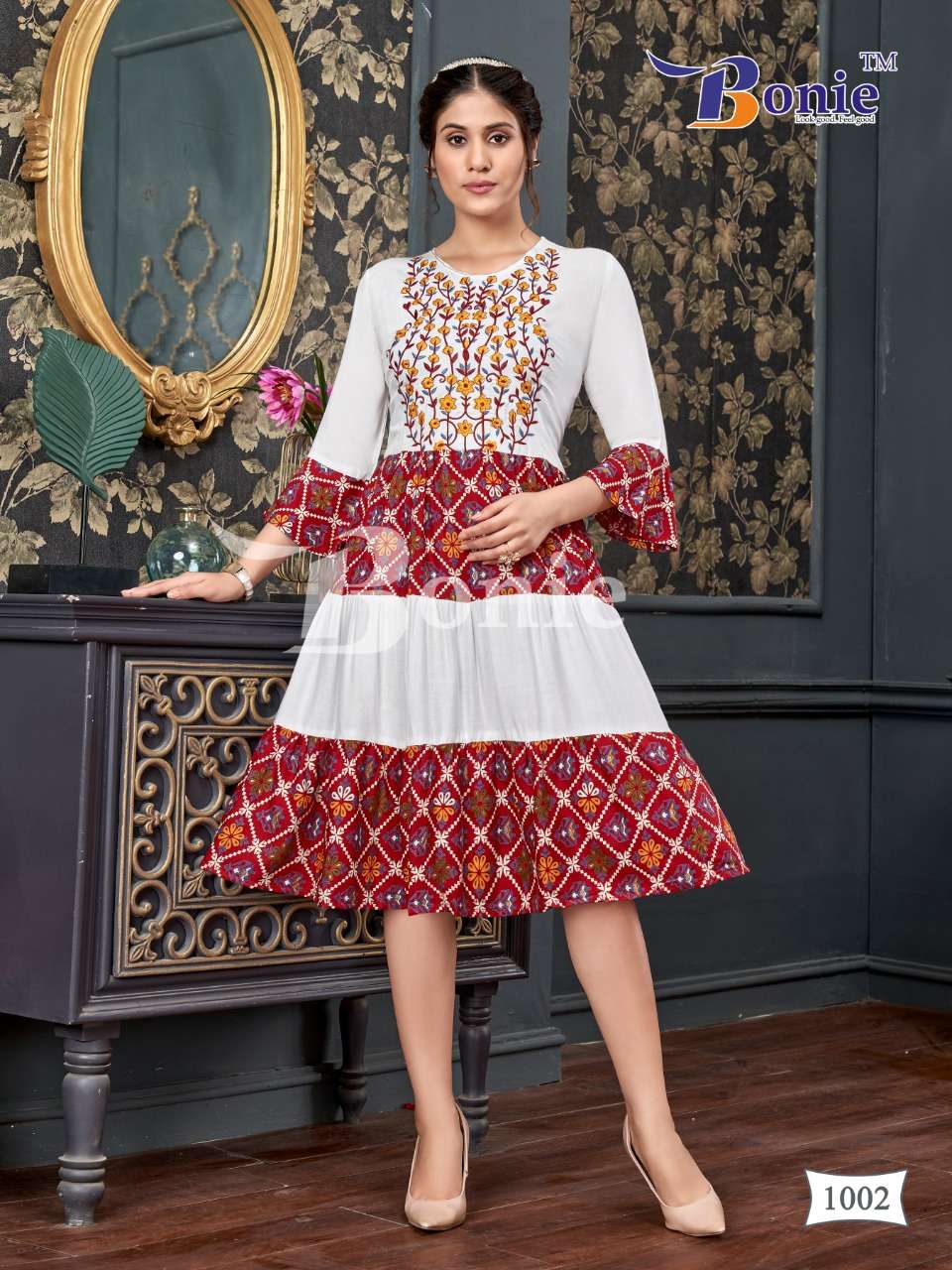 Tunic Vol-1 By Bonie 1001 To 1006 Series Designer Stylish Fancy Colorful Beautiful Party Wear & Ethnic Wear Collection Rayon Embroidered Kurtis At Wholesale Price