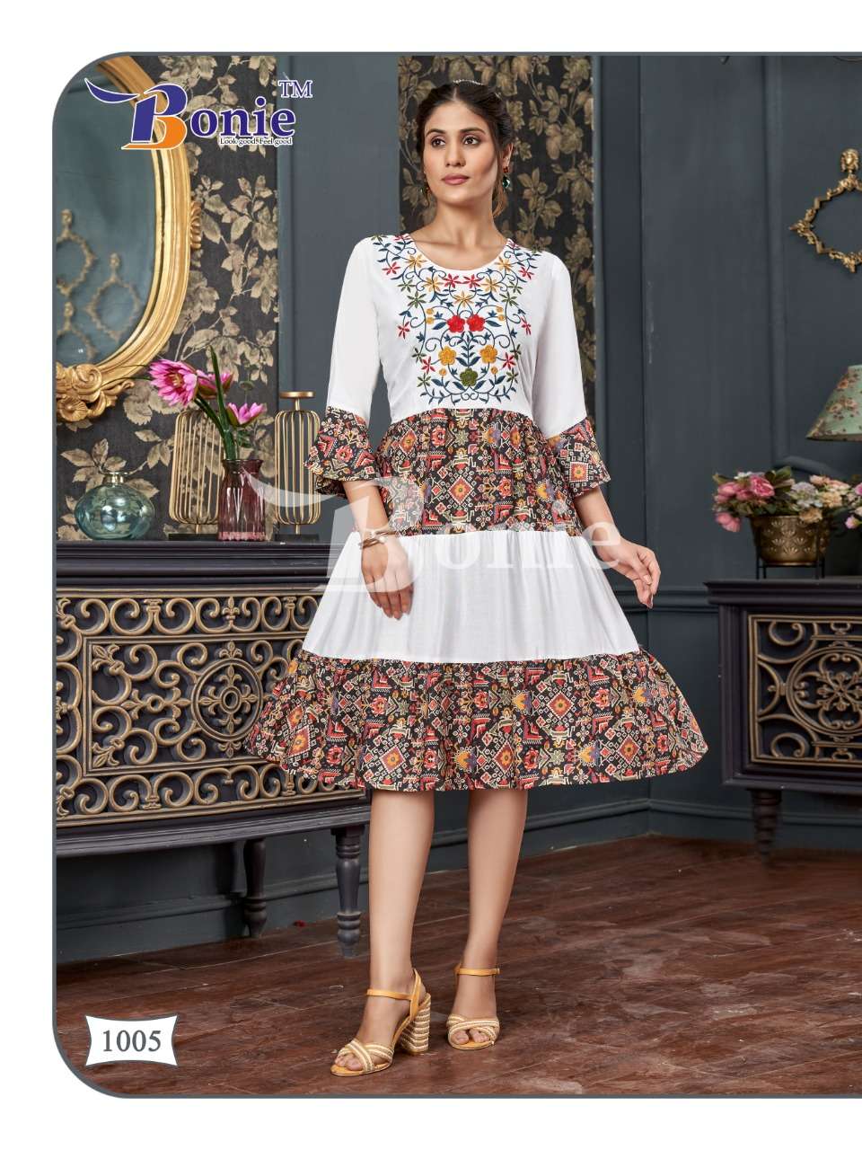 Tunic Vol-1 By Bonie 1001 To 1006 Series Designer Stylish Fancy Colorful Beautiful Party Wear & Ethnic Wear Collection Rayon Embroidered Kurtis At Wholesale Price