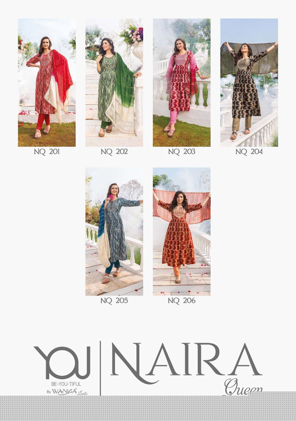 Naira Queen Vol-2 By You 201 To 206 Series Beautiful Suits Colorful Stylish Fancy Casual Wear & Ethnic Wear Viscose Rayon Dresses At Wholesale Price