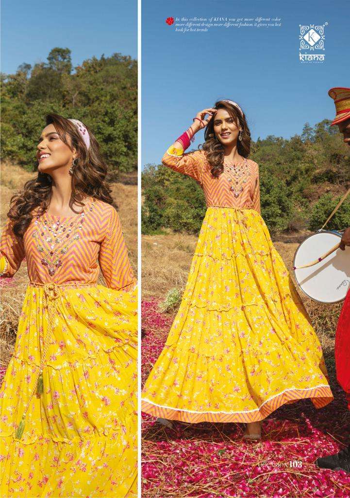 Occasion By Kiana 101 To 108 Series Beautiful Stylish Fancy Colorful Casual Wear & Ethnic Wear Pure Cotton Print Gowns At Wholesale Price