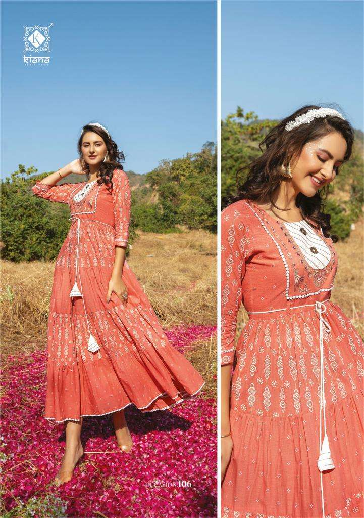 Occasion By Kiana 101 To 108 Series Beautiful Stylish Fancy Colorful Casual Wear & Ethnic Wear Pure Cotton Print Gowns At Wholesale Price