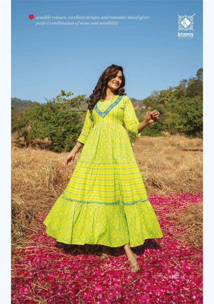 Occasion By Kiana 101 To 108 Series Beautiful Stylish Fancy Colorful Casual Wear & Ethnic Wear Pure Cotton Print Gowns At Wholesale Price