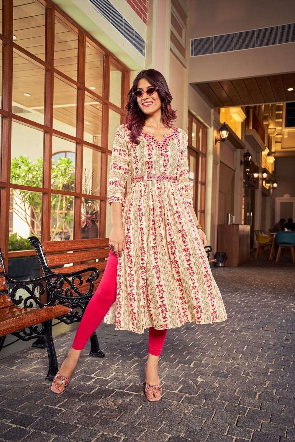 Sridevi By Hirwa 1001 To 1008 Series Beautiful Stylish Fancy Colorful Casual Wear & Ethnic Wear Rayon Foil Kurtis At Wholesale Price