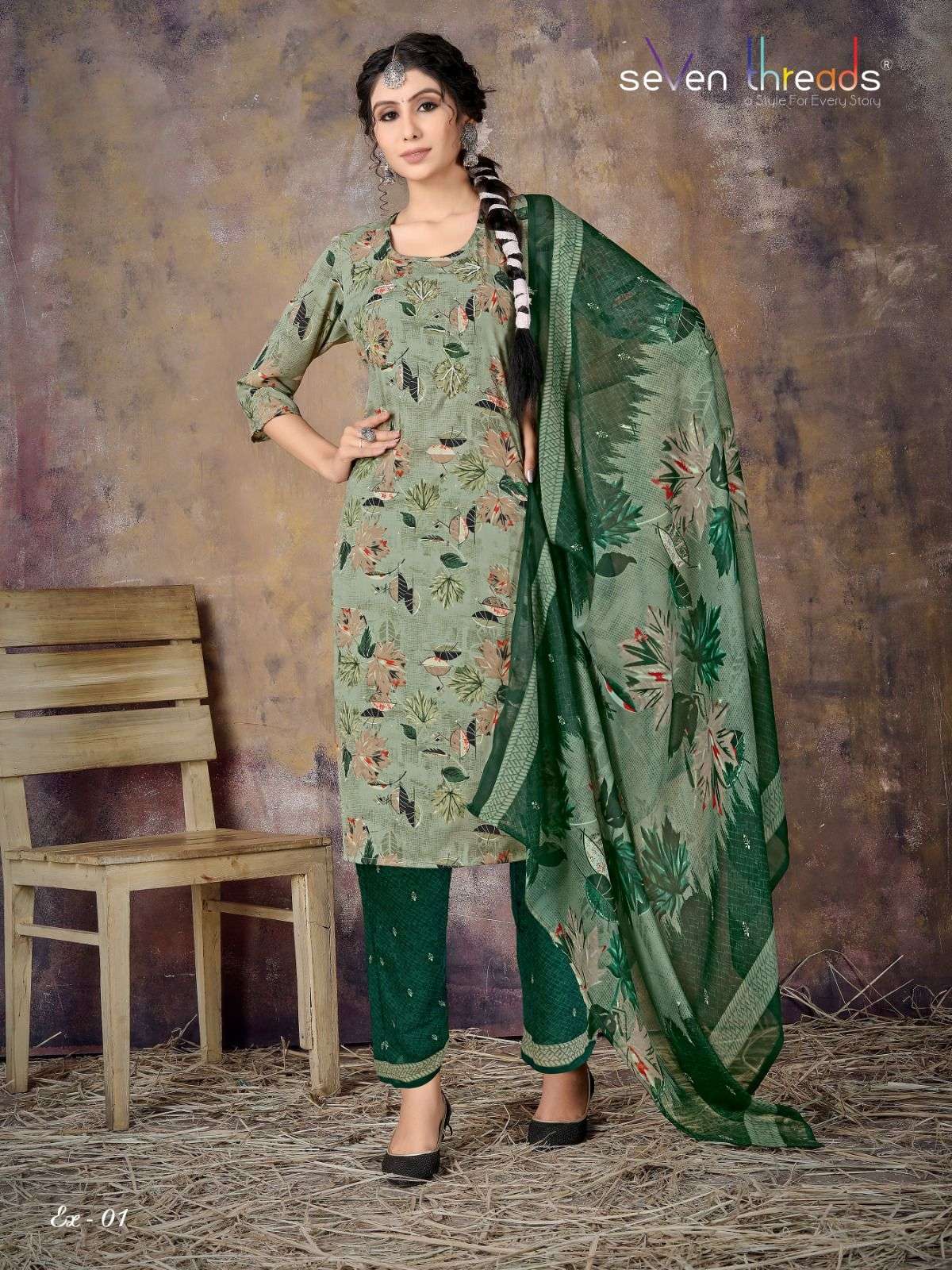 Ex Vol-1 By Seven Threads 01 To 06 Series Beautiful Suits Colorful Stylish Fancy Casual Wear & Ethnic Wear Semi Rayon Dresses At Wholesale Price