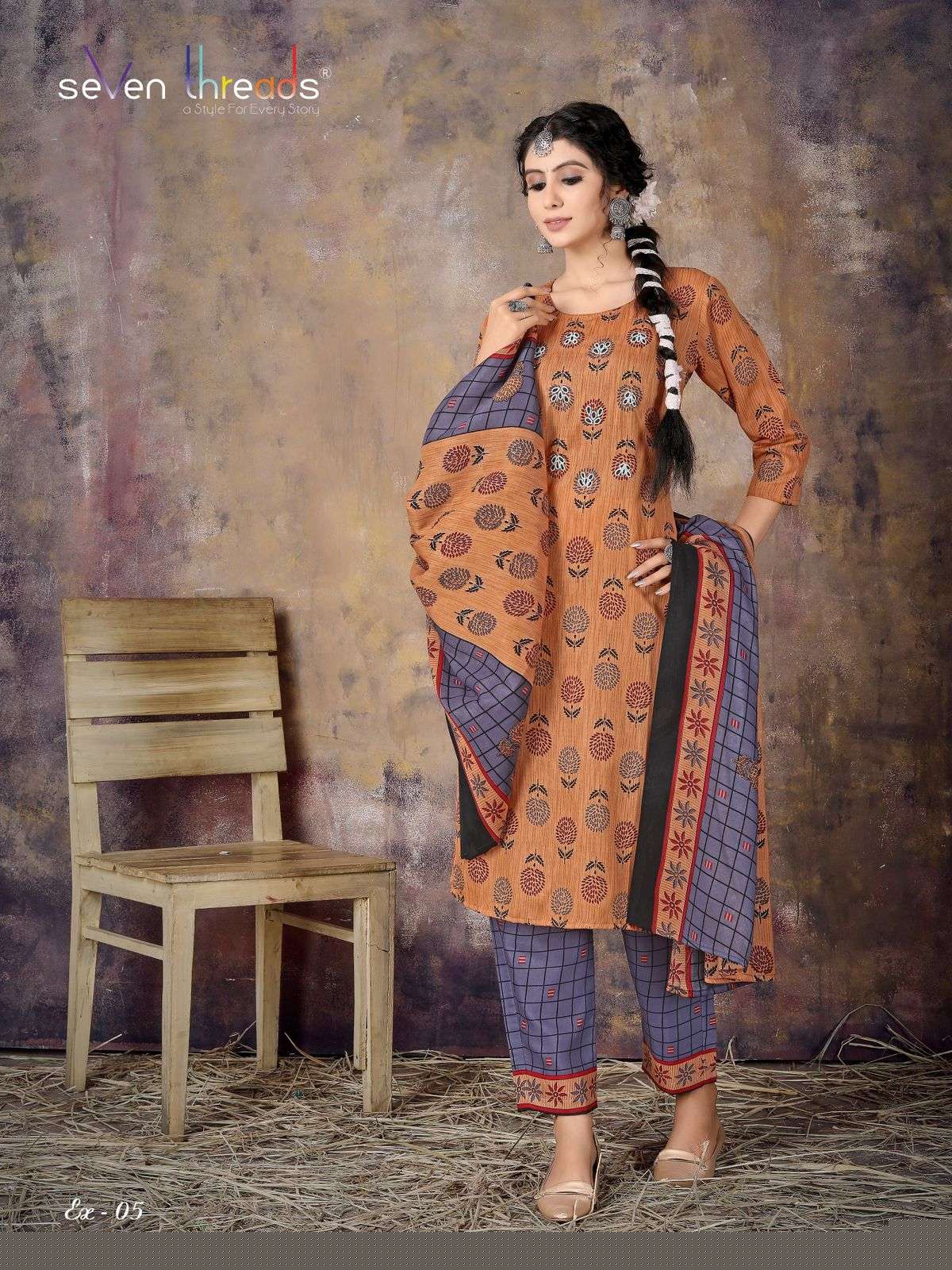 Ex Vol-1 By Seven Threads 01 To 06 Series Beautiful Suits Colorful Stylish Fancy Casual Wear & Ethnic Wear Semi Rayon Dresses At Wholesale Price