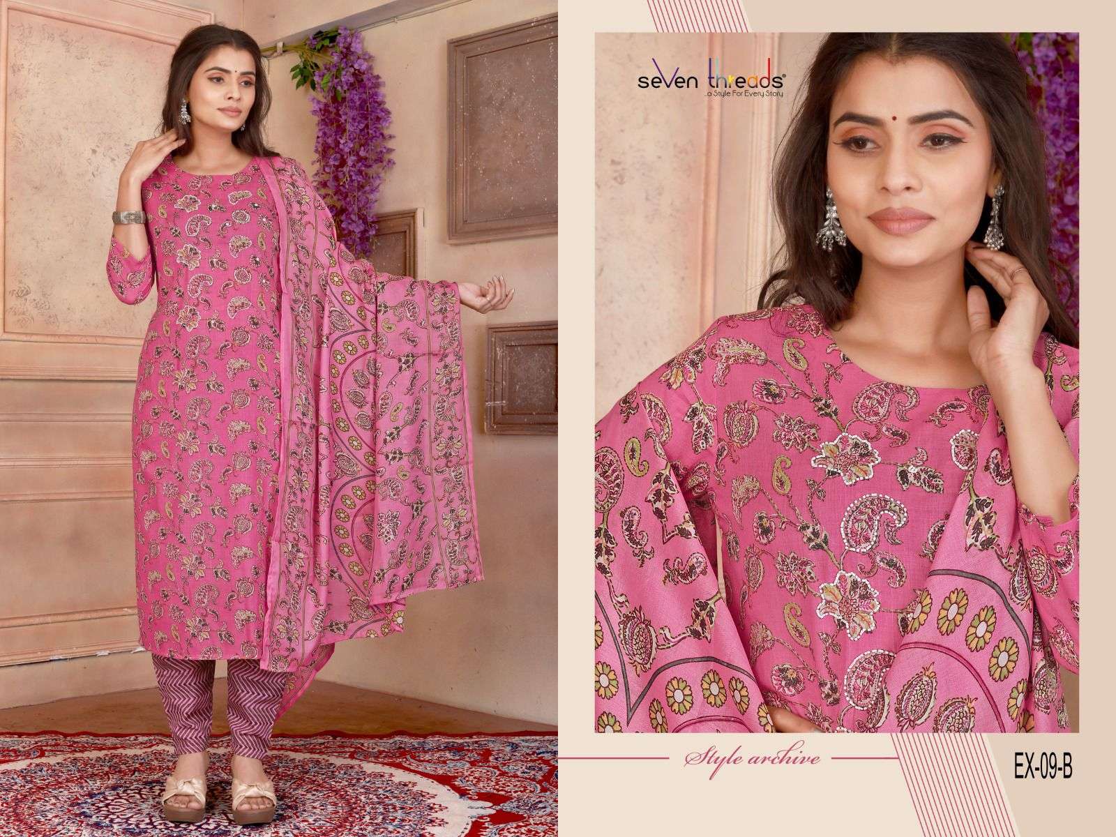 Ex Vol-9 By Seven Threads 09-A To 09-D Series Beautiful Suits Colorful Stylish Fancy Casual Wear & Ethnic Wear Cotton Print Dresses At Wholesale Price