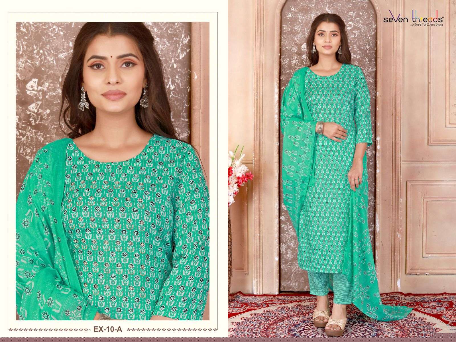 Ex Vol-10 By Seven Threads 10-A To 10-D Series Beautiful Suits Colorful Stylish Fancy Casual Wear & Ethnic Wear Cotton Print Dresses At Wholesale Price