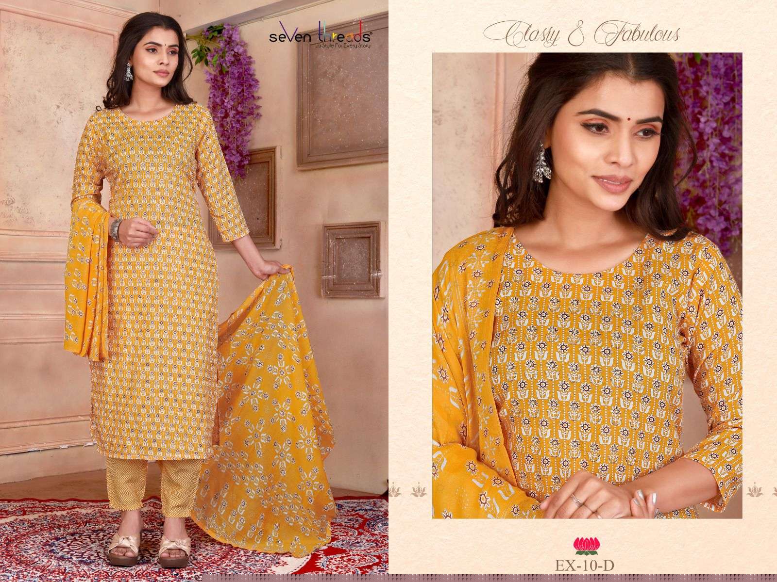 Ex Vol-10 By Seven Threads 10-A To 10-D Series Beautiful Suits Colorful Stylish Fancy Casual Wear & Ethnic Wear Cotton Print Dresses At Wholesale Price