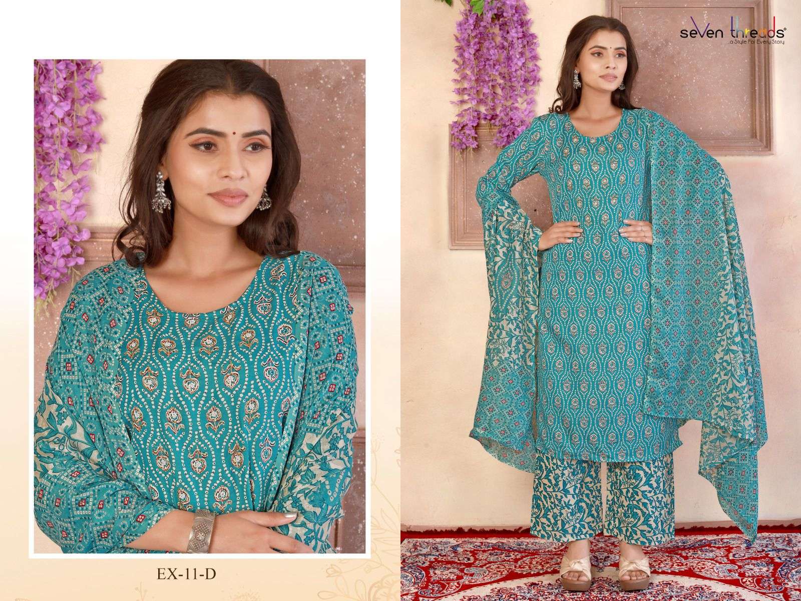 Ex Vol-11 By Seven Threads 11-A To 11-D Series Beautiful Suits Colorful Stylish Fancy Casual Wear & Ethnic Wear Cotton Print Dresses At Wholesale Price