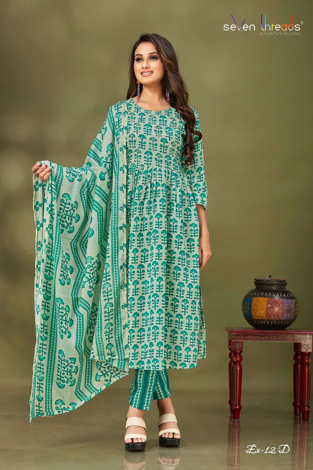 Ex Vol-12 By Seven Threads 12-A To 12-D Series Beautiful Suits Colorful Stylish Fancy Casual Wear & Ethnic Wear Cotton Print Dresses At Wholesale Price