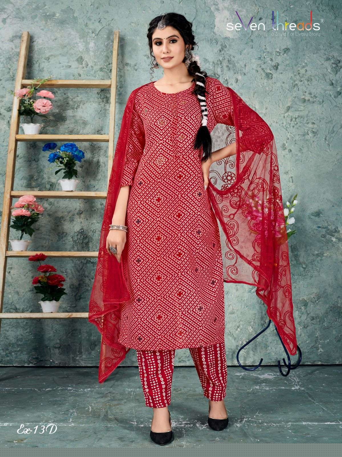 Ex Vol-13 By Seven Threads 13-A To 13-D Series Beautiful Suits Colorful Stylish Fancy Casual Wear & Ethnic Wear Cotton Print Dresses At Wholesale Price