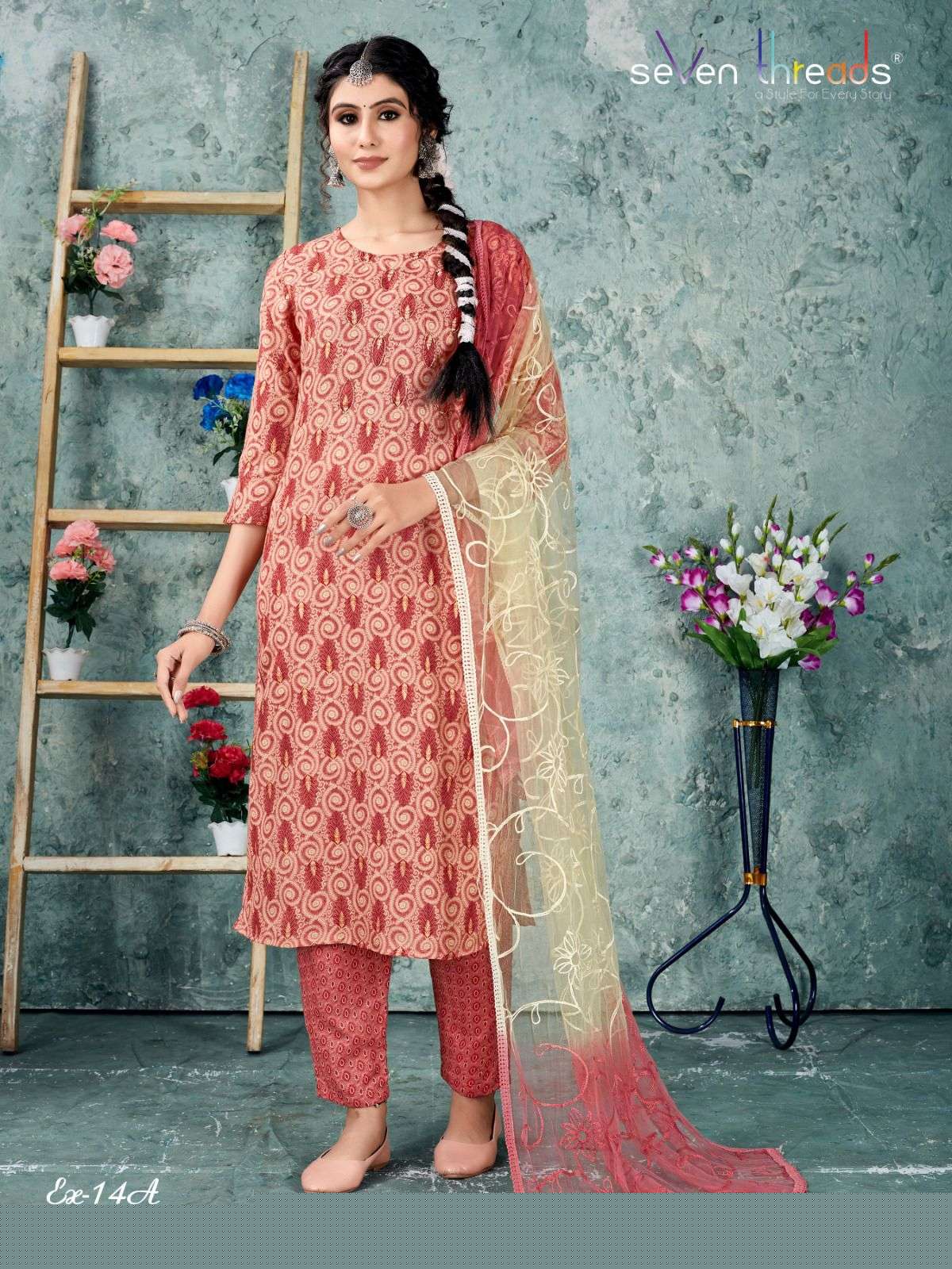 Ex Vol-14 By Seven Threads 14-A To 14-D Series Beautiful Suits Colorful Stylish Fancy Casual Wear & Ethnic Wear Cotton Print Dresses At Wholesale Price