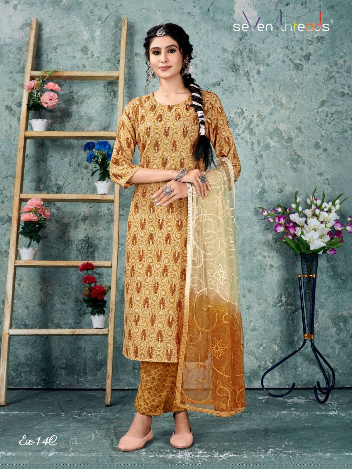 Ex Vol-14 By Seven Threads 14-A To 14-D Series Beautiful Suits Colorful Stylish Fancy Casual Wear & Ethnic Wear Cotton Print Dresses At Wholesale Price