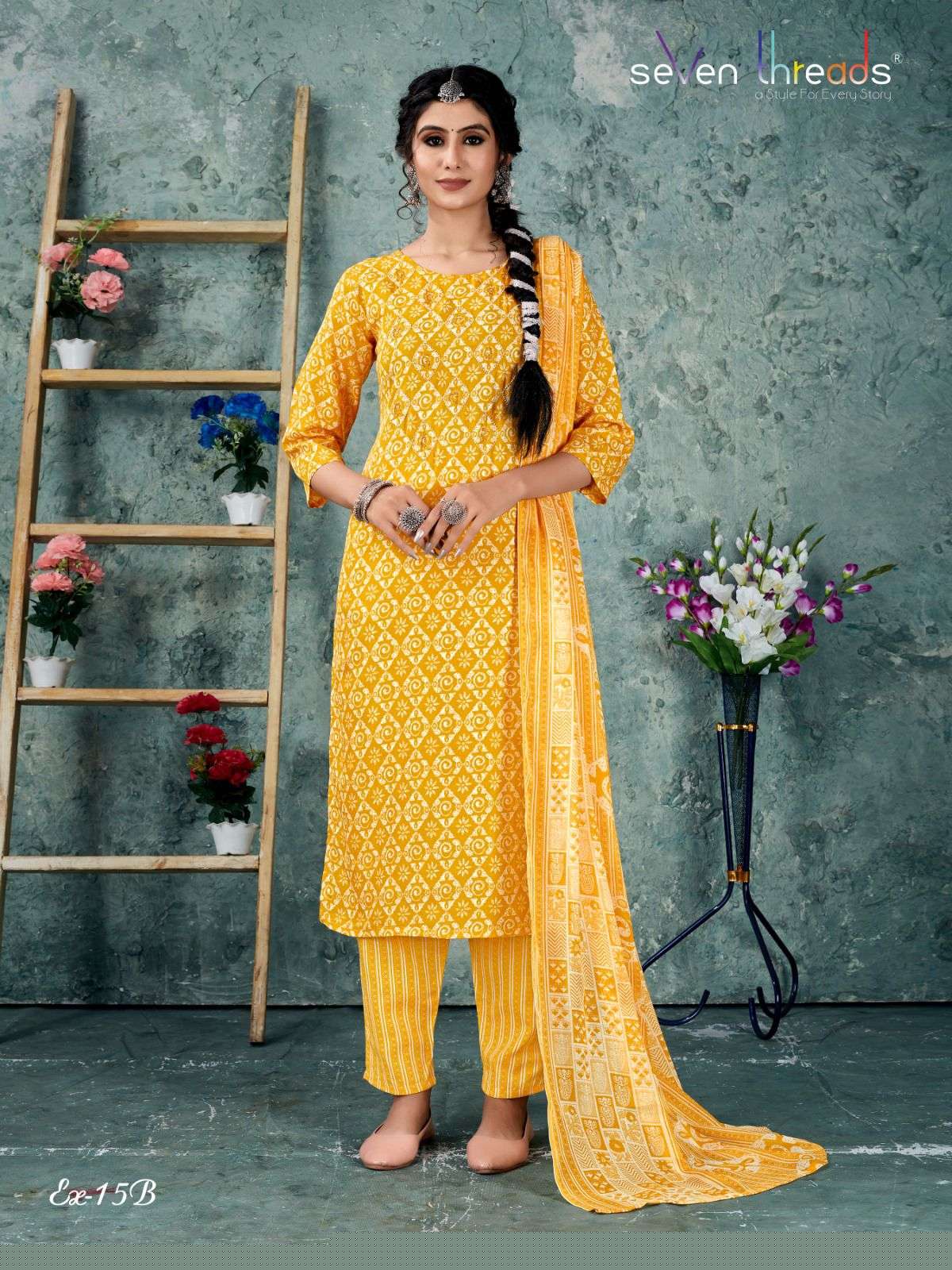 Ex Vol-15 By Seven Threads 15-A To 15-D Series Beautiful Suits Colorful Stylish Fancy Casual Wear & Ethnic Wear Cotton Print Dresses At Wholesale Price
