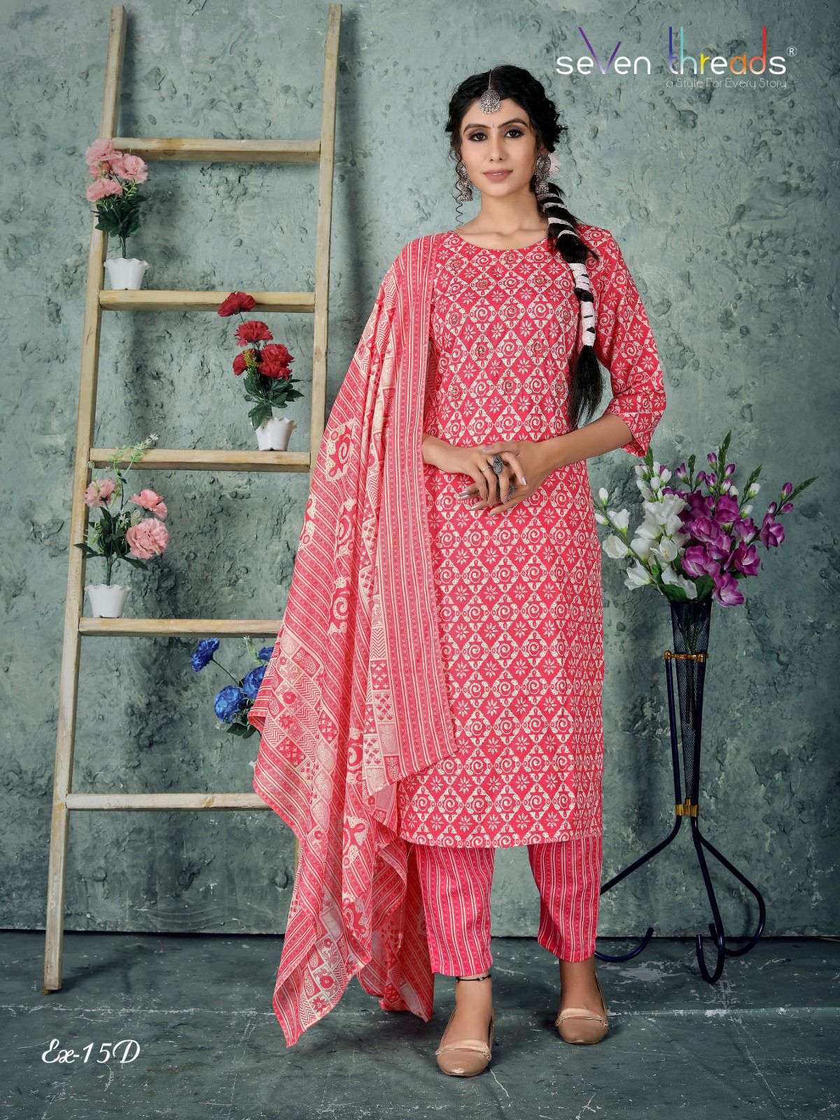 Ex Vol-15 By Seven Threads 15-A To 15-D Series Beautiful Suits Colorful Stylish Fancy Casual Wear & Ethnic Wear Cotton Print Dresses At Wholesale Price