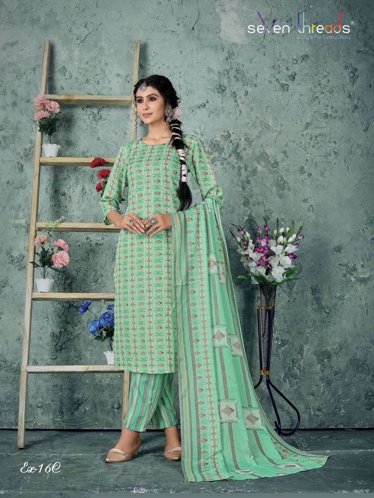 Ex Vol-16 By Seven Threads 16-A To 16-D Series Beautiful Suits Colorful Stylish Fancy Casual Wear & Ethnic Wear Cotton Print Dresses At Wholesale Price