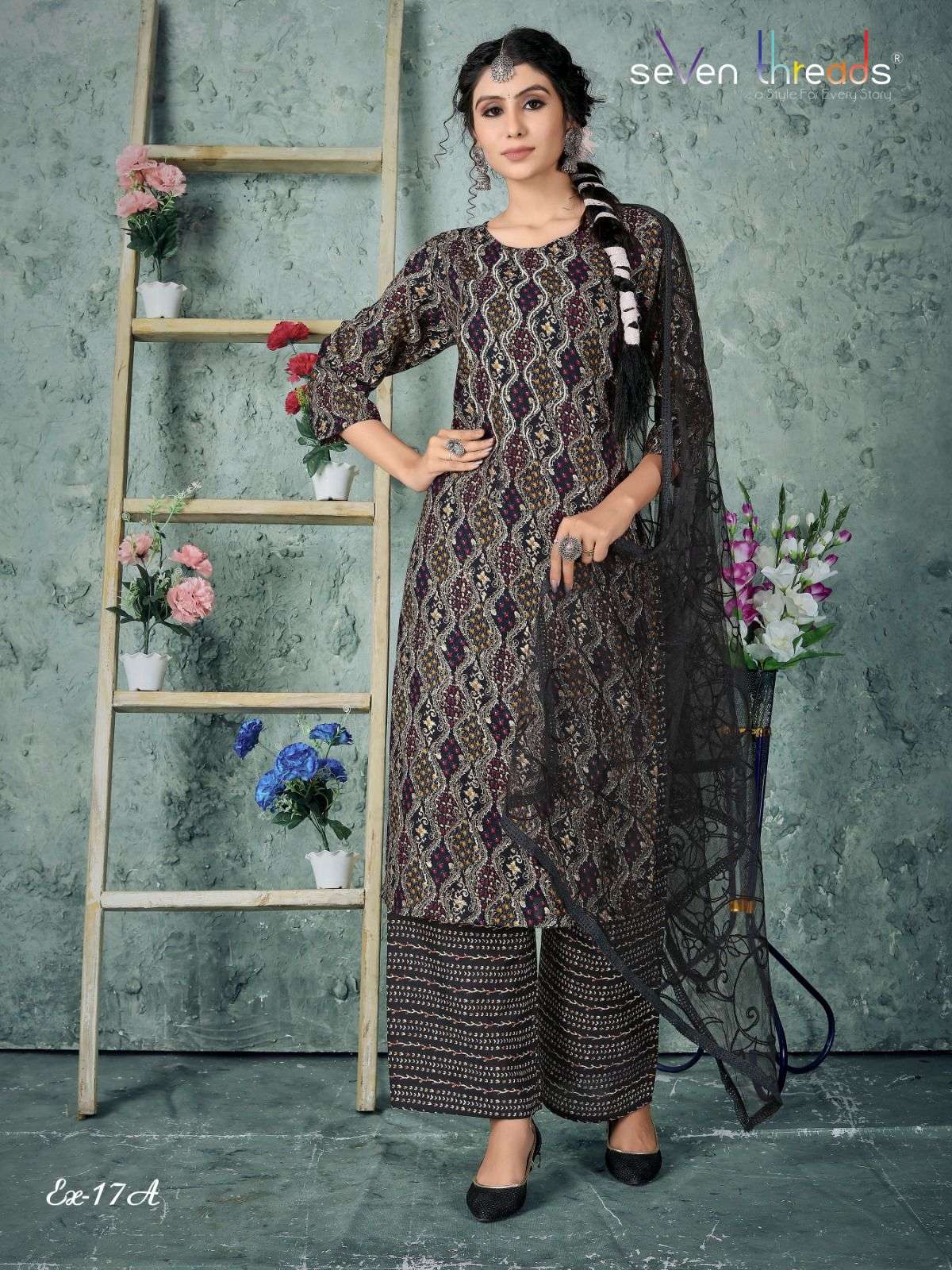 Ex Vol-17 By Seven Threads 17-A To 17-D Series Beautiful Suits Colorful Stylish Fancy Casual Wear & Ethnic Wear Cotton Print Dresses At Wholesale Price